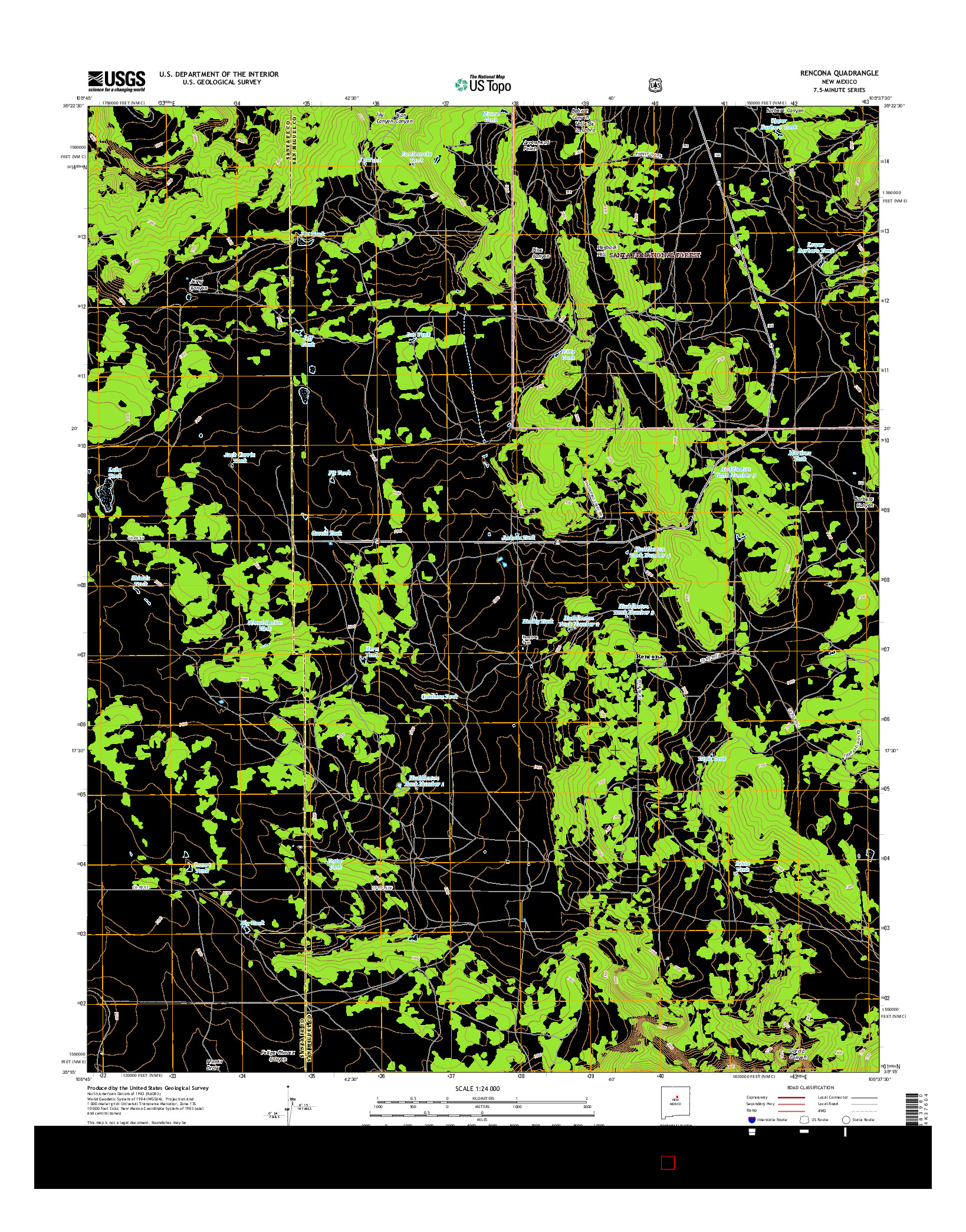 USGS US TOPO 7.5-MINUTE MAP FOR RENCONA, NM 2017