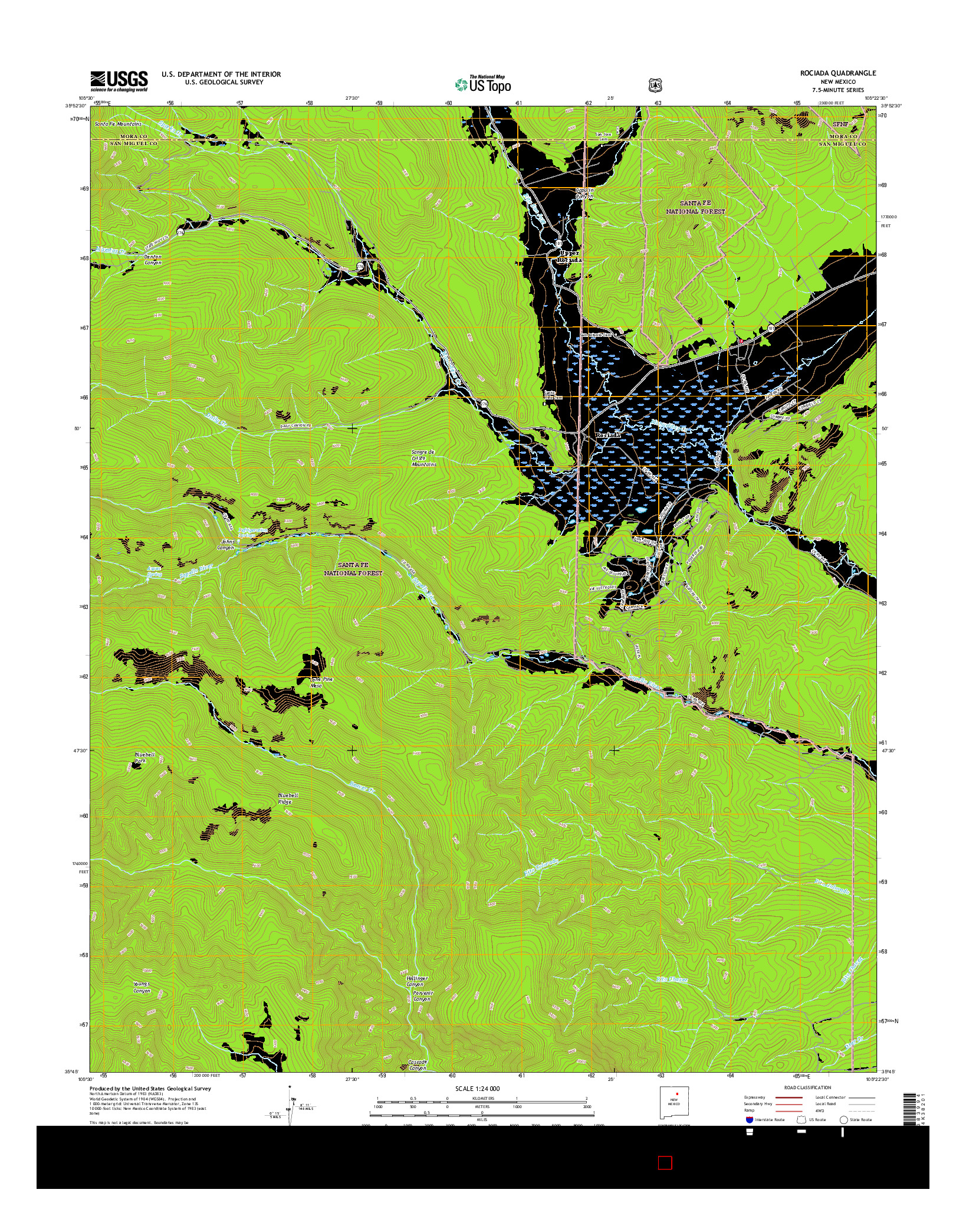 USGS US TOPO 7.5-MINUTE MAP FOR ROCIADA, NM 2017