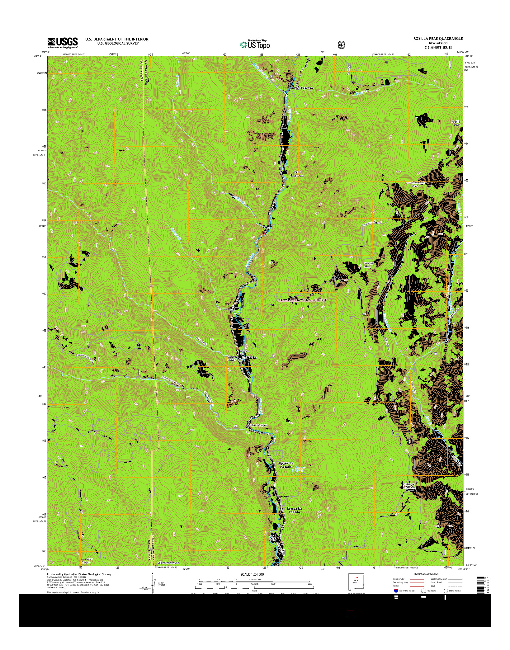 USGS US TOPO 7.5-MINUTE MAP FOR ROSILLA PEAK, NM 2017