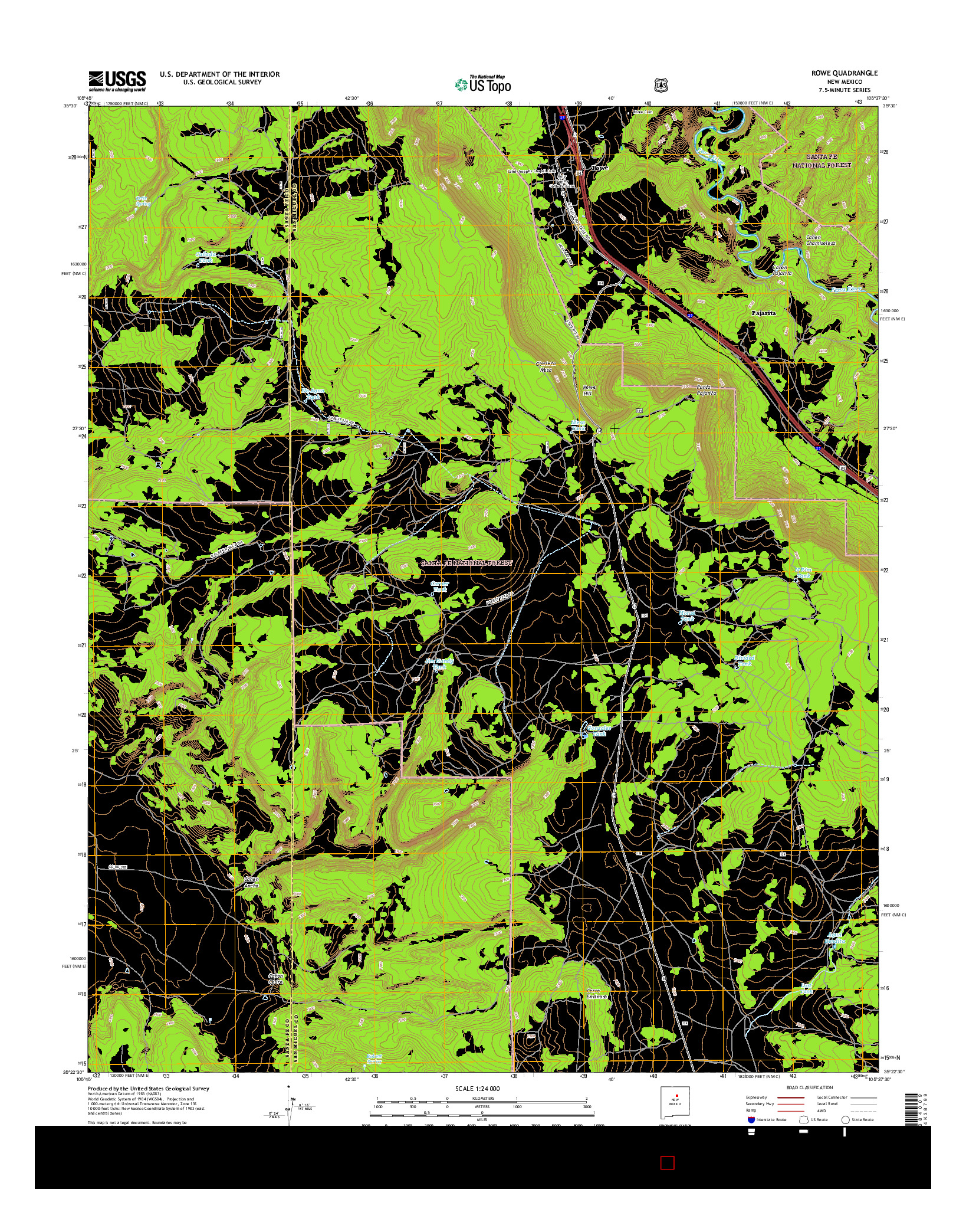 USGS US TOPO 7.5-MINUTE MAP FOR ROWE, NM 2017