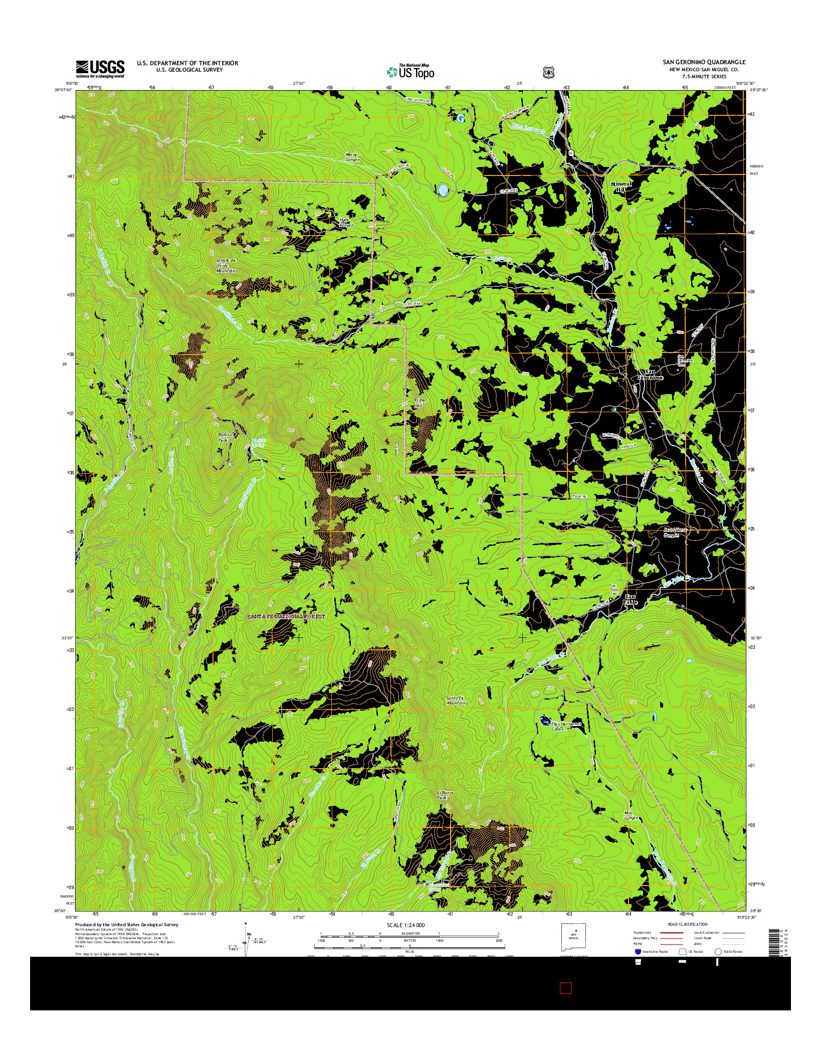 USGS US TOPO 7.5-MINUTE MAP FOR SAN GERONIMO, NM 2017