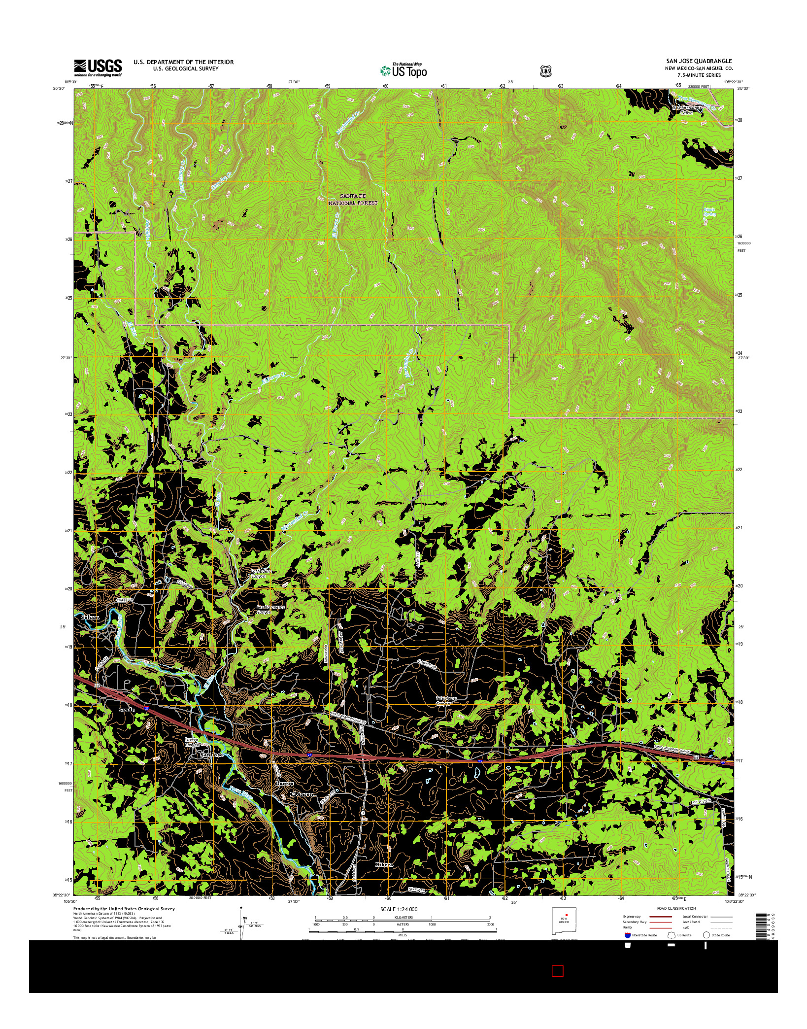 USGS US TOPO 7.5-MINUTE MAP FOR SAN JOSE, NM 2017