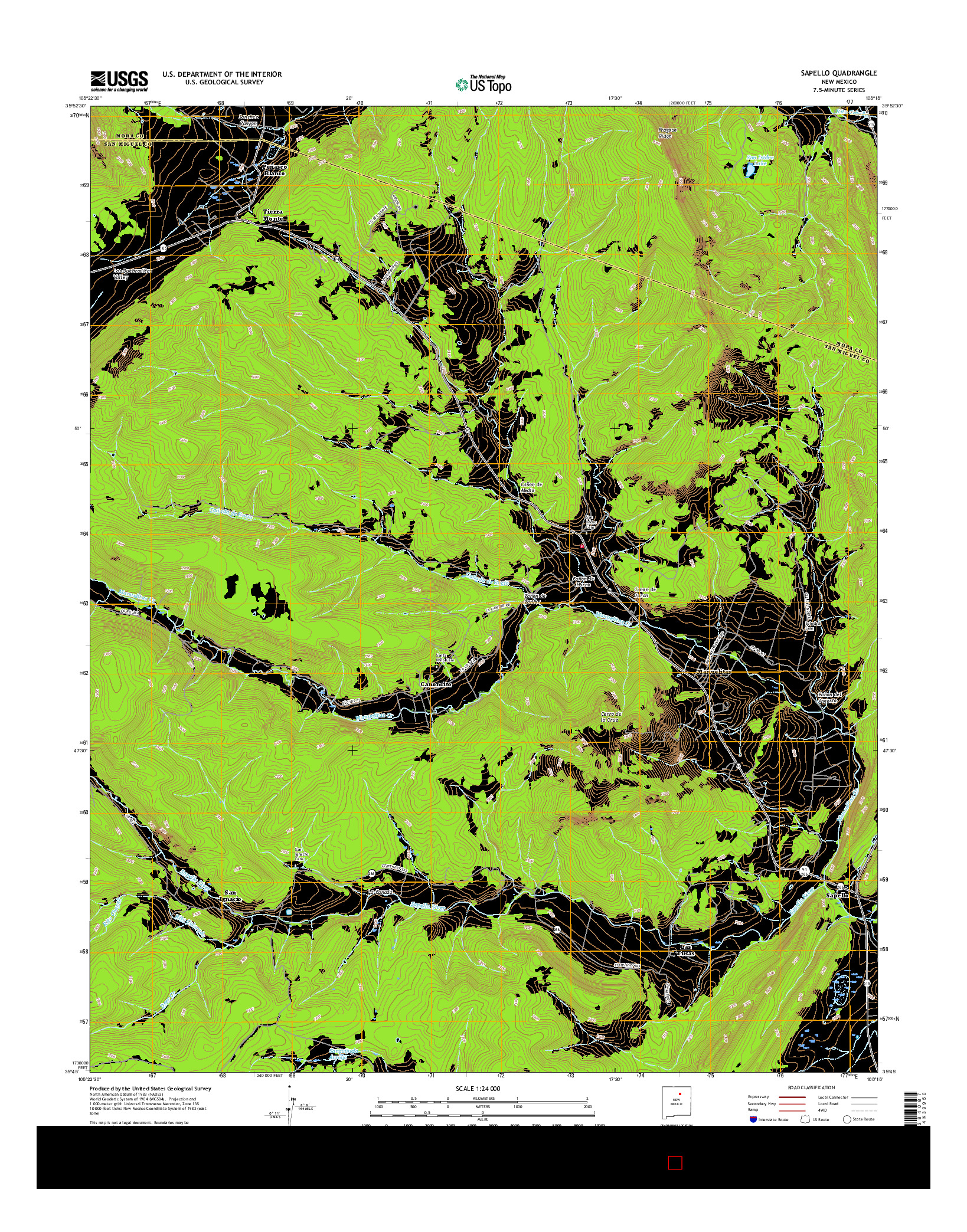 USGS US TOPO 7.5-MINUTE MAP FOR SAPELLO, NM 2017