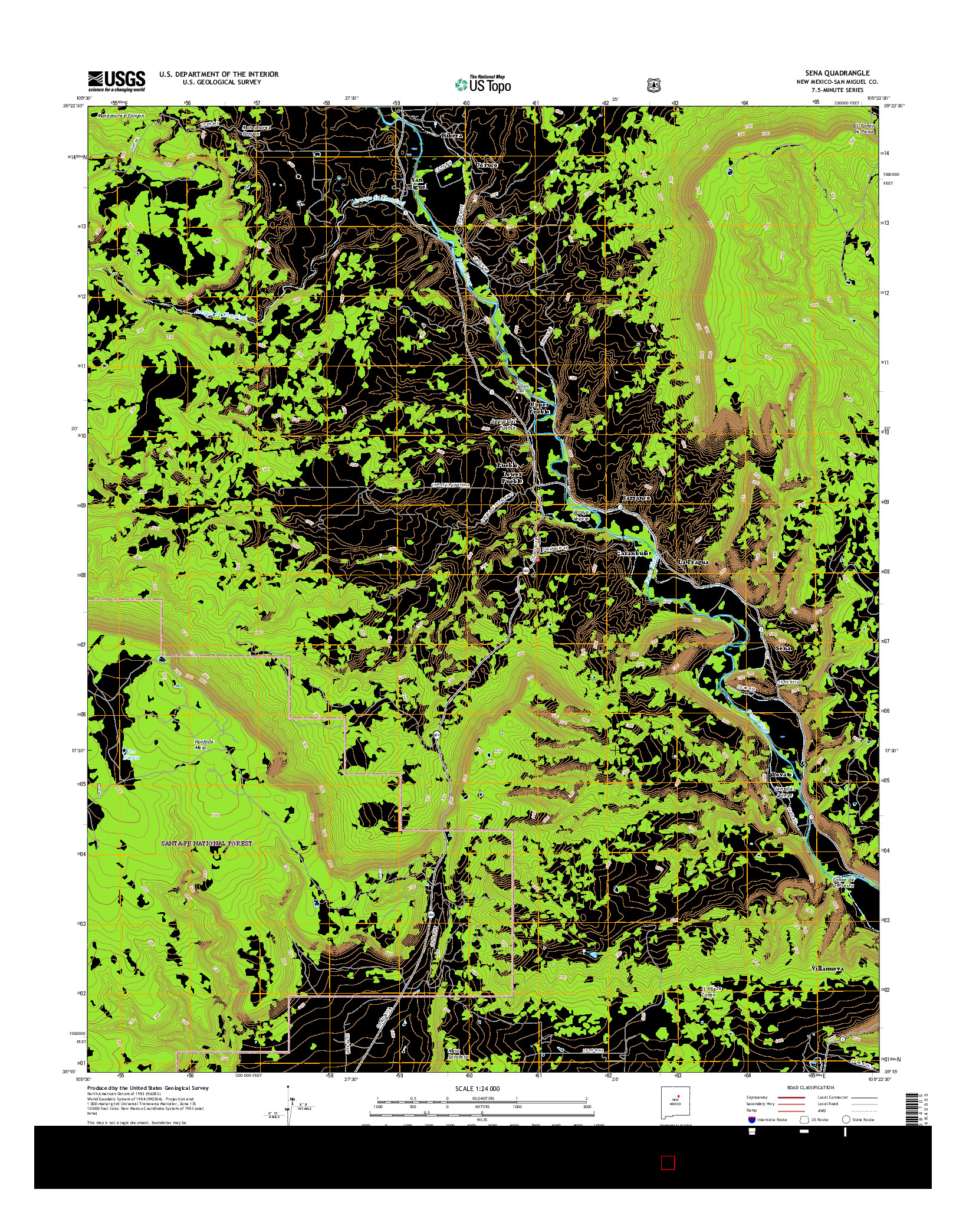 USGS US TOPO 7.5-MINUTE MAP FOR SENA, NM 2017