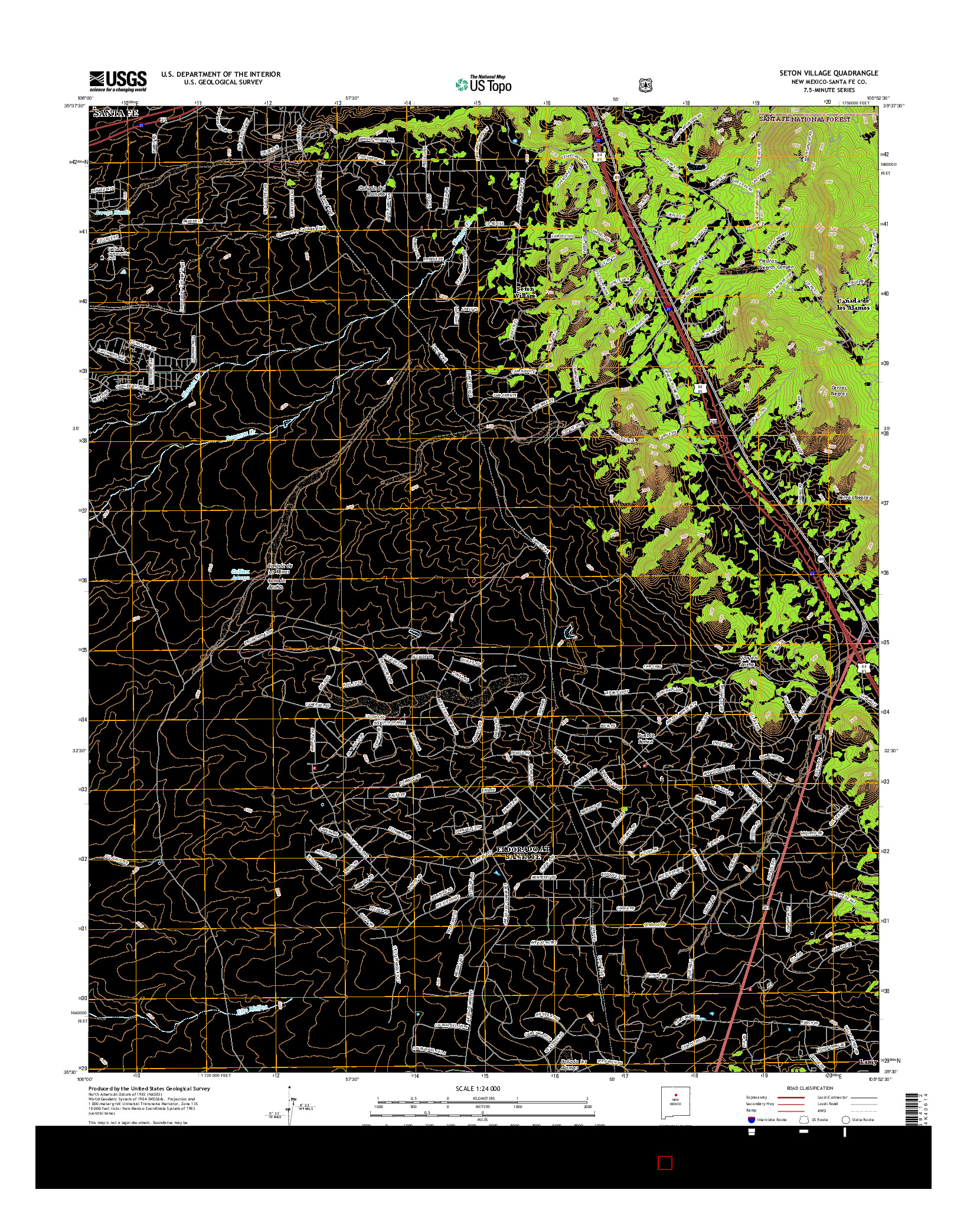 USGS US TOPO 7.5-MINUTE MAP FOR SETON VILLAGE, NM 2017