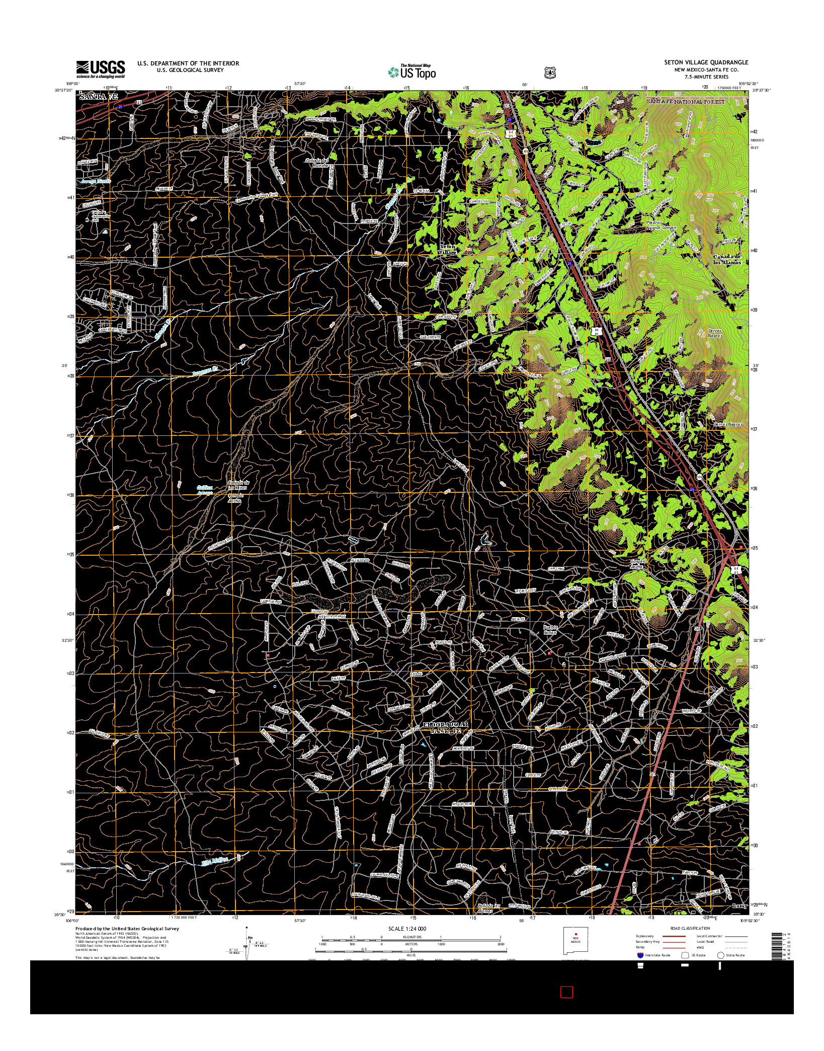 USGS US TOPO 7.5-MINUTE MAP FOR SETON VILLAGE, NM 2017