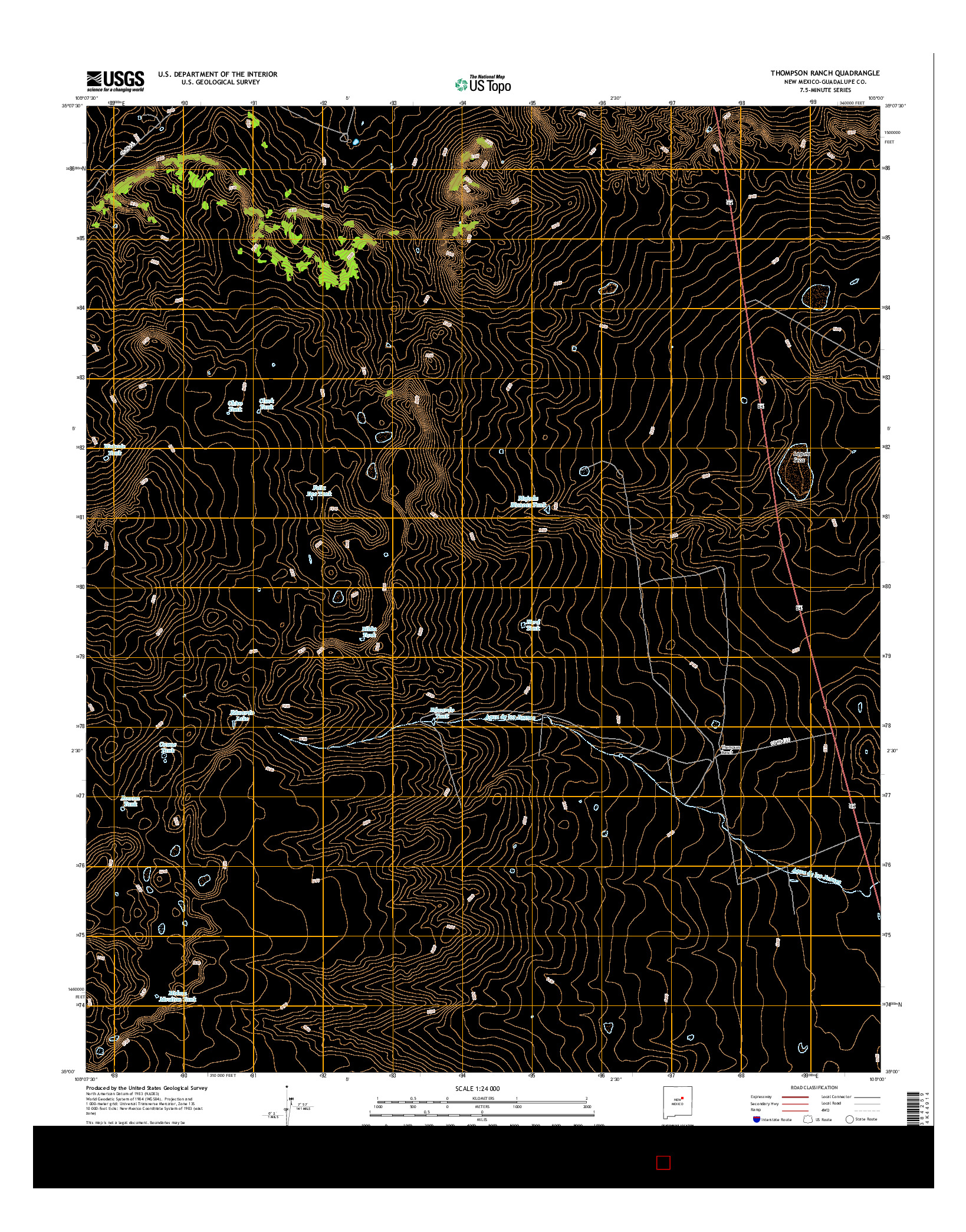 USGS US TOPO 7.5-MINUTE MAP FOR THOMPSON RANCH, NM 2017