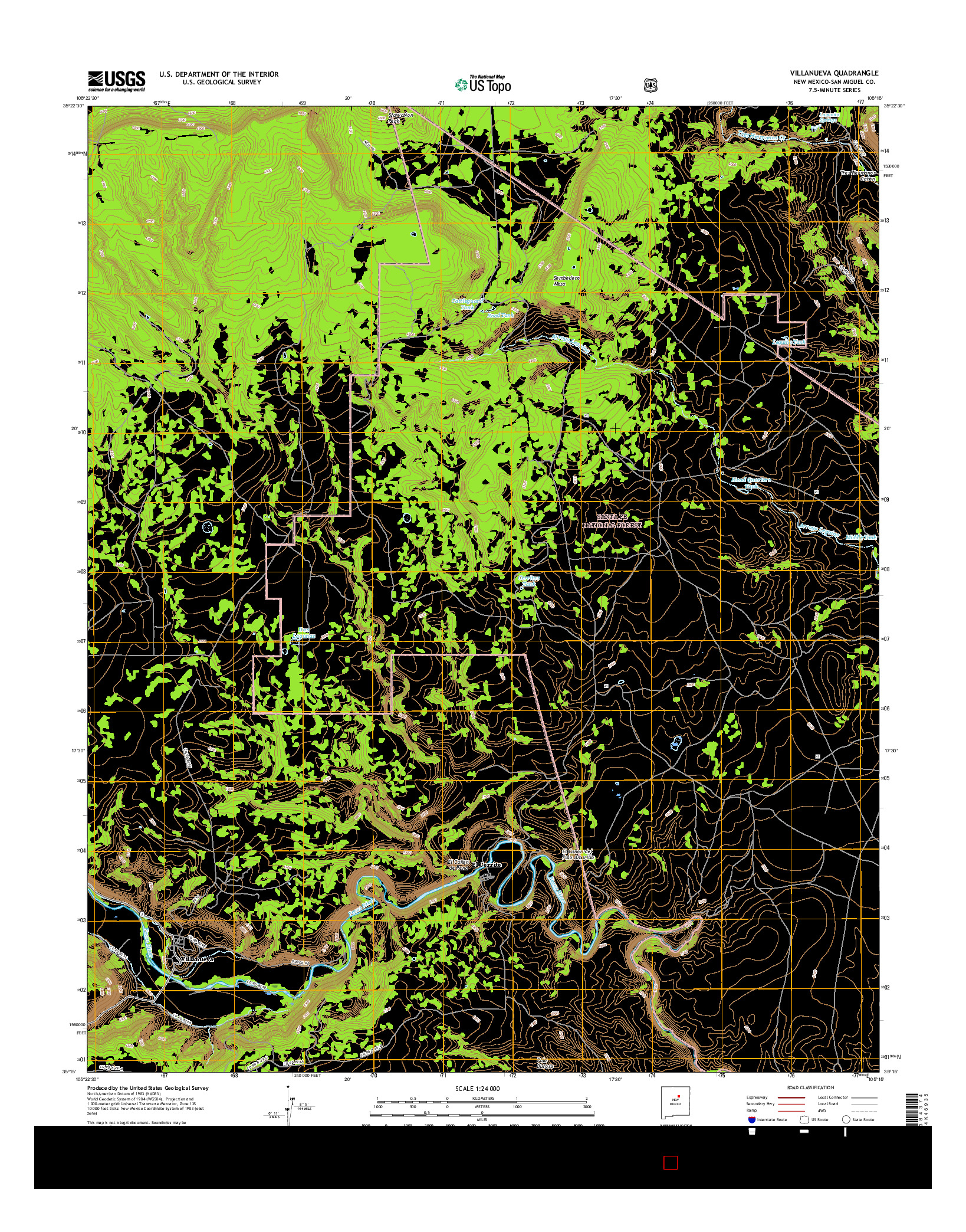 USGS US TOPO 7.5-MINUTE MAP FOR VILLANUEVA, NM 2017