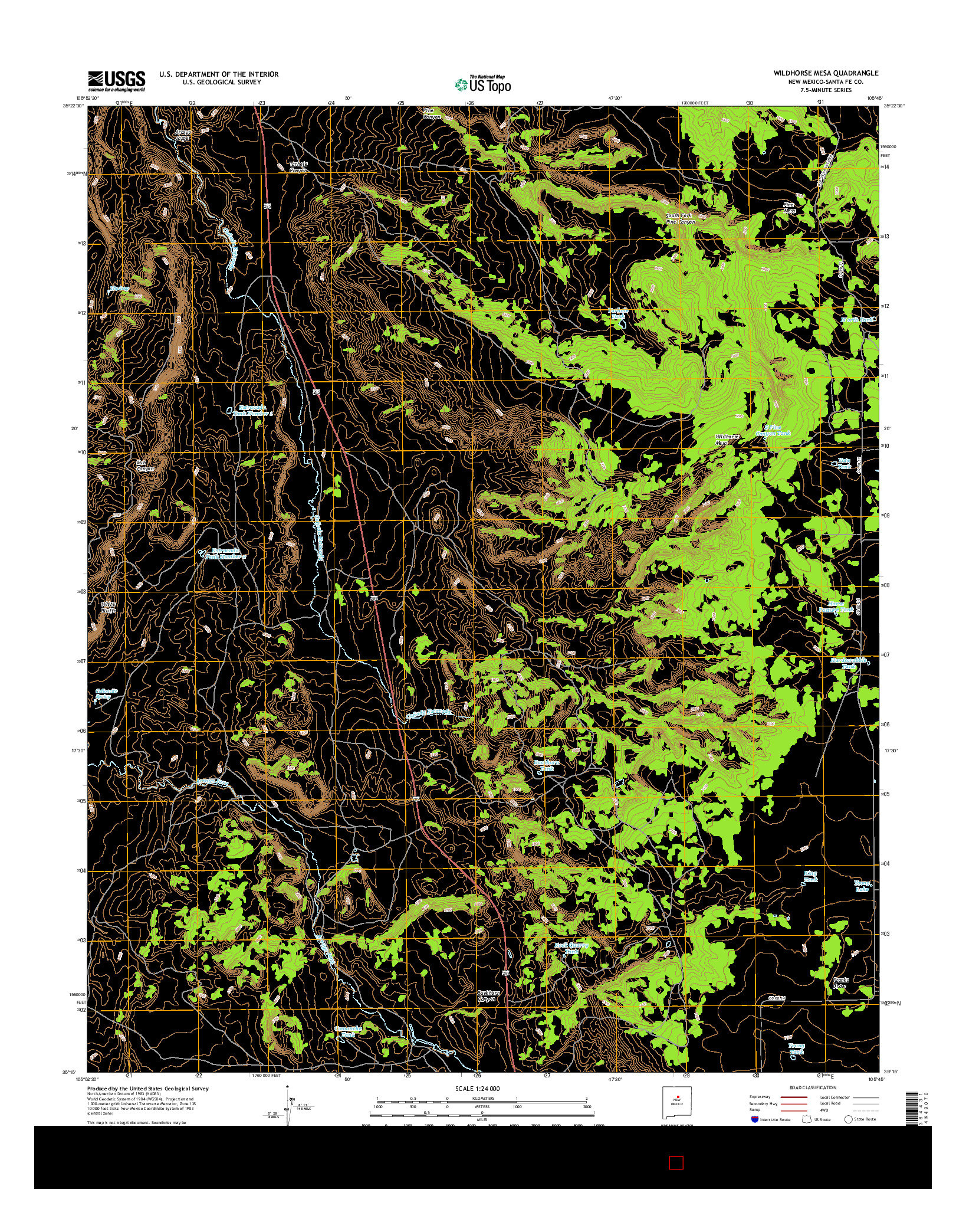 USGS US TOPO 7.5-MINUTE MAP FOR WILDHORSE MESA, NM 2017