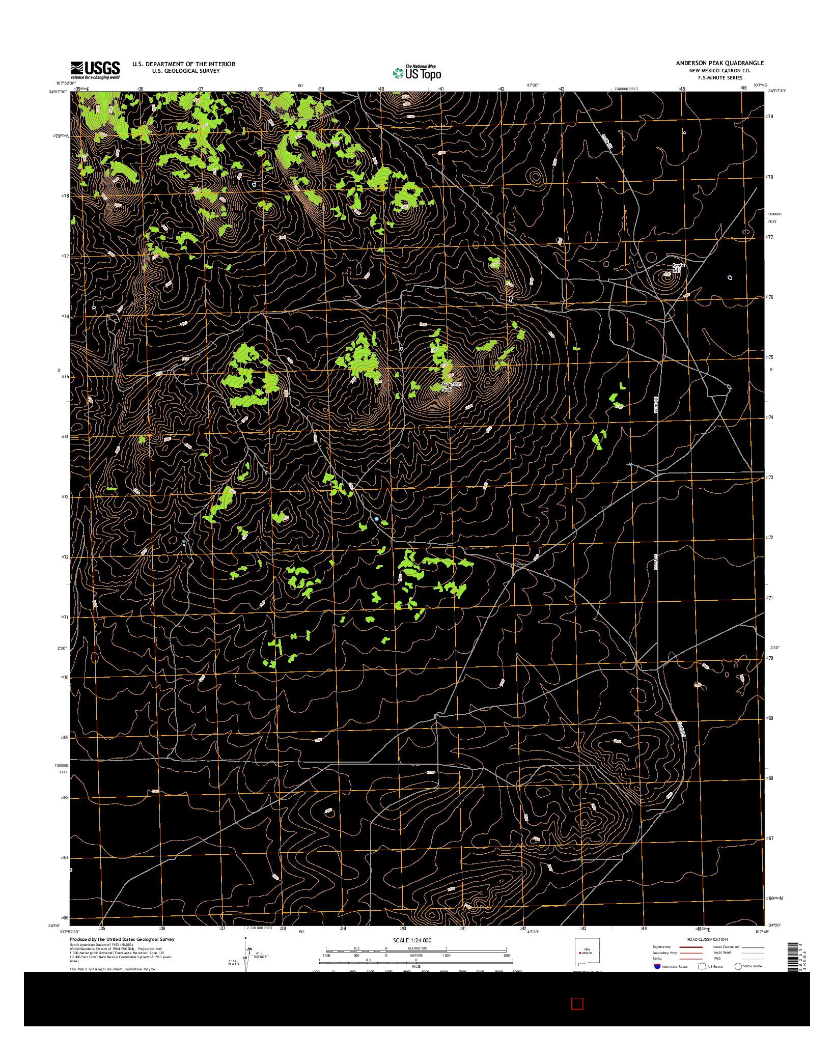 USGS US TOPO 7.5-MINUTE MAP FOR ANDERSON PEAK, NM 2017