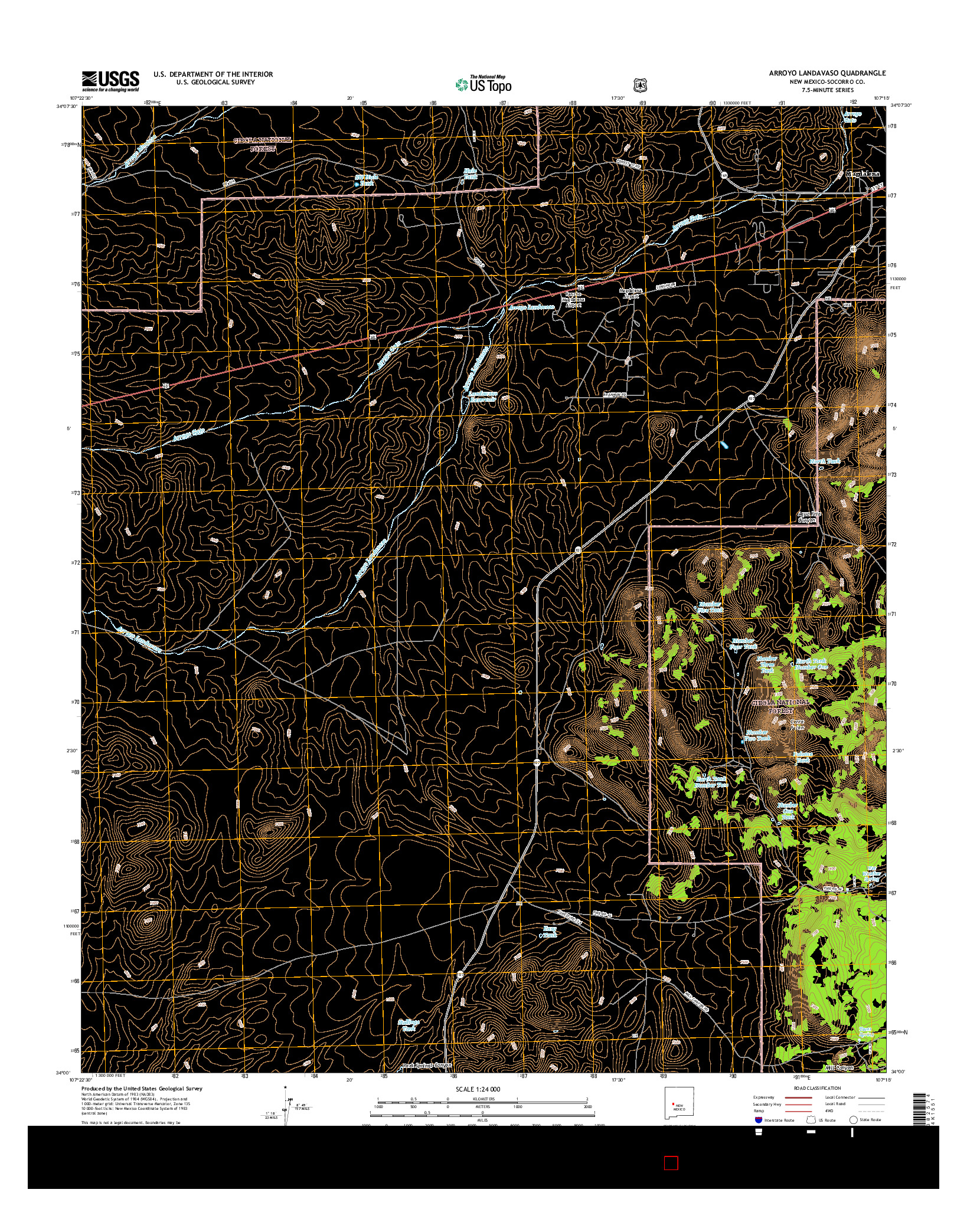 USGS US TOPO 7.5-MINUTE MAP FOR ARROYO LANDAVASO, NM 2017