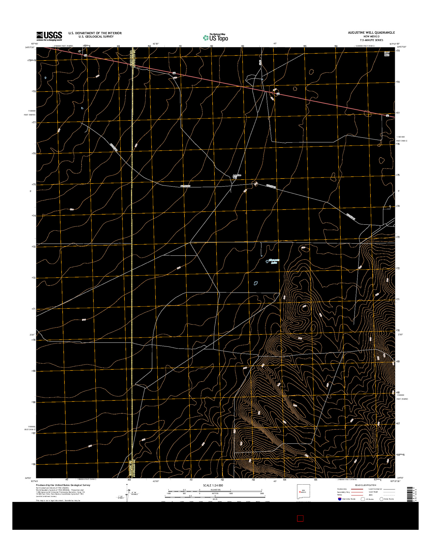 USGS US TOPO 7.5-MINUTE MAP FOR AUGUSTINE WELL, NM 2017