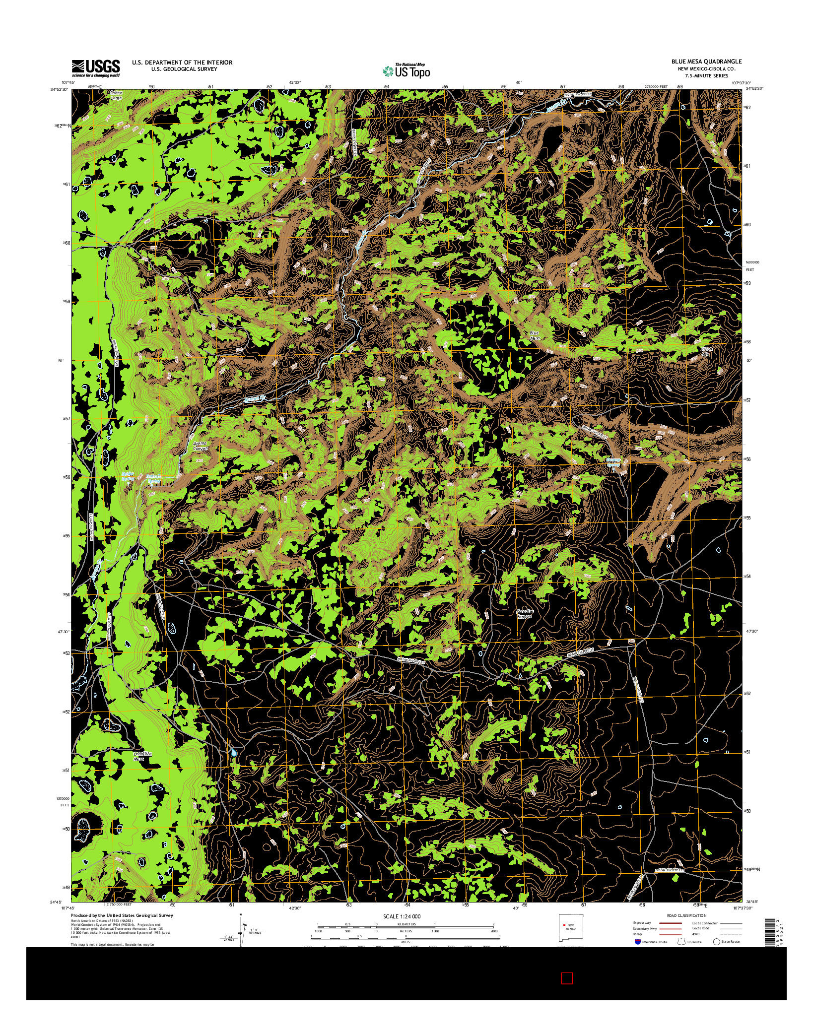 USGS US TOPO 7.5-MINUTE MAP FOR BLUE MESA, NM 2017