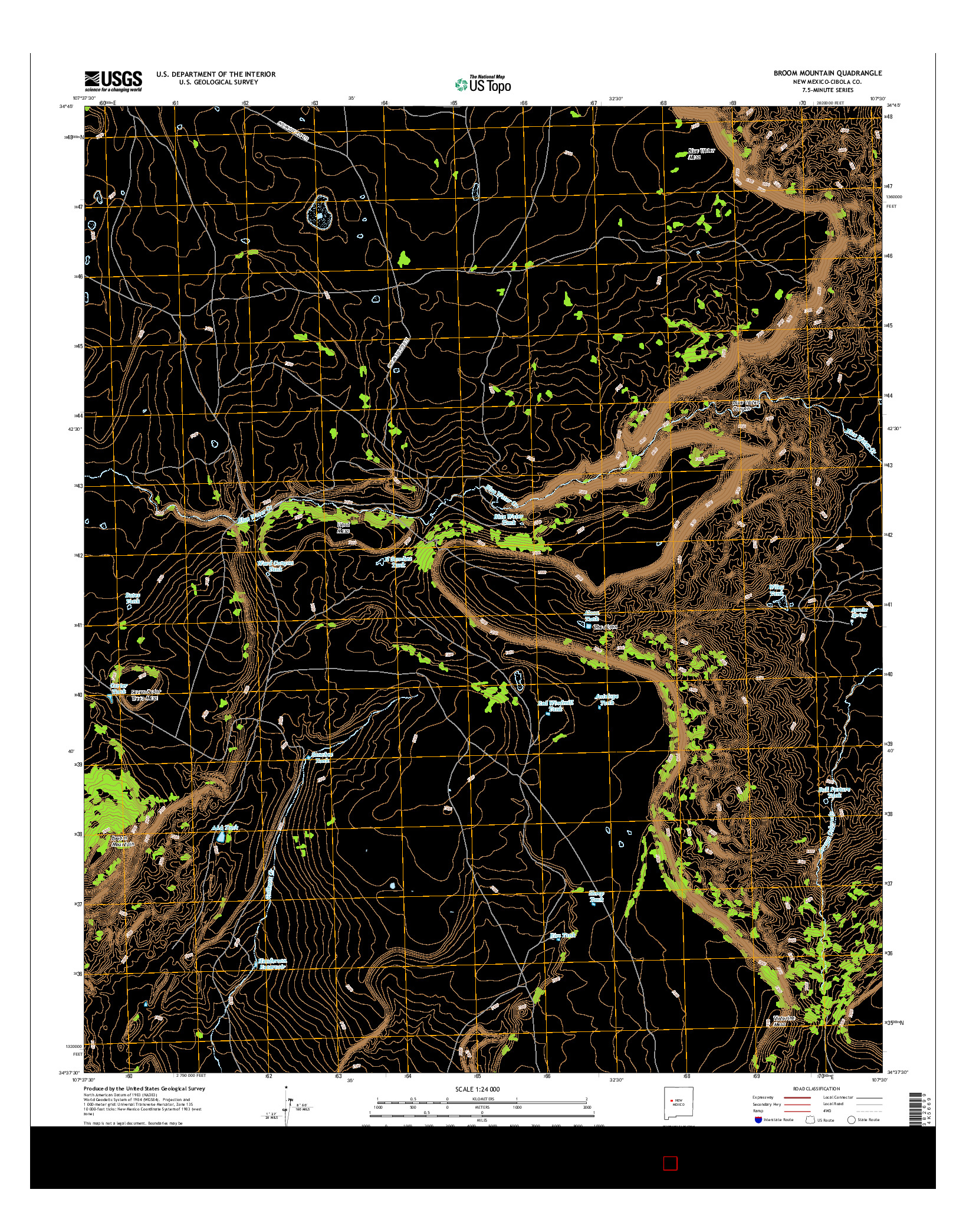 USGS US TOPO 7.5-MINUTE MAP FOR BROOM MOUNTAIN, NM 2017