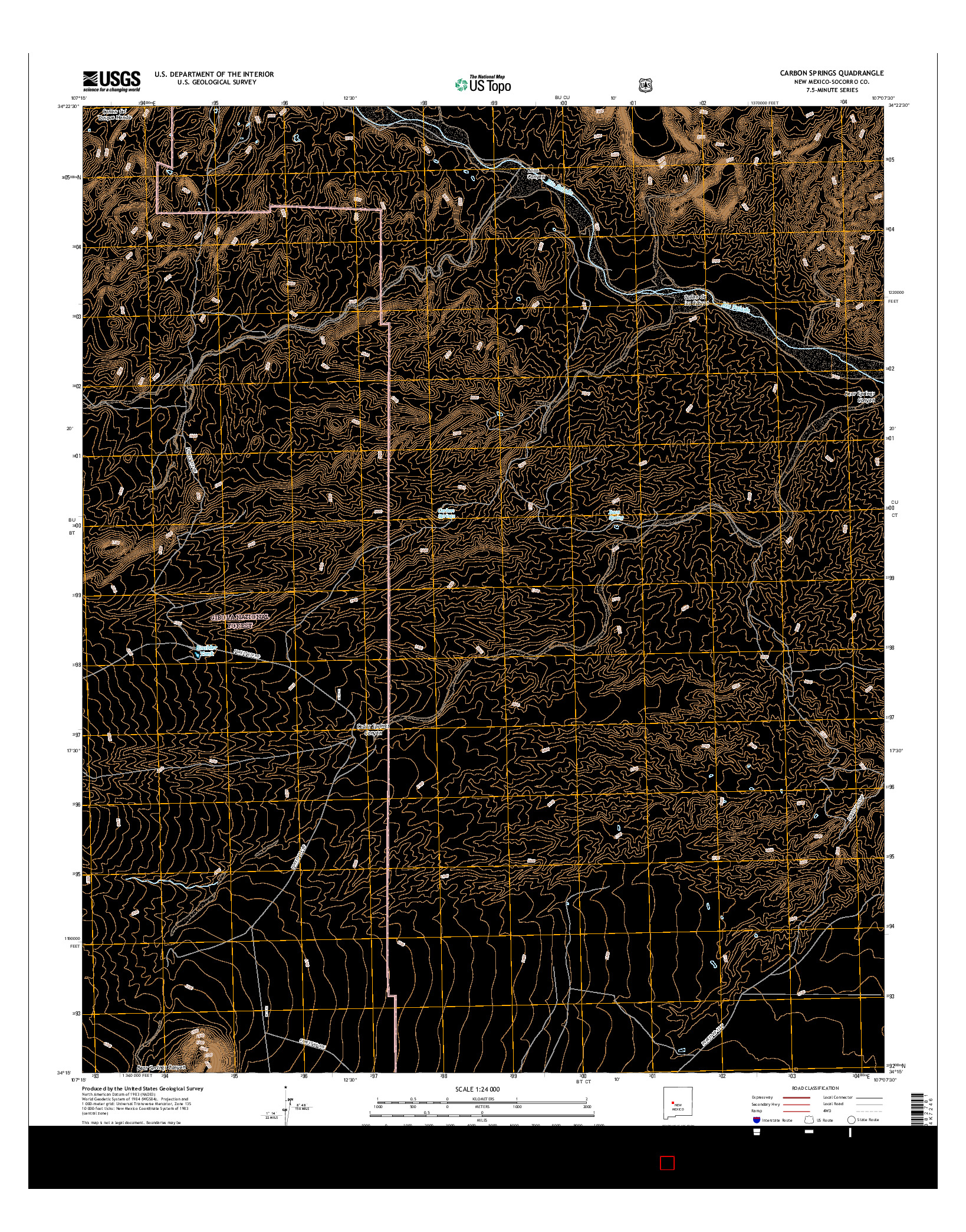 USGS US TOPO 7.5-MINUTE MAP FOR CARBON SPRINGS, NM 2017