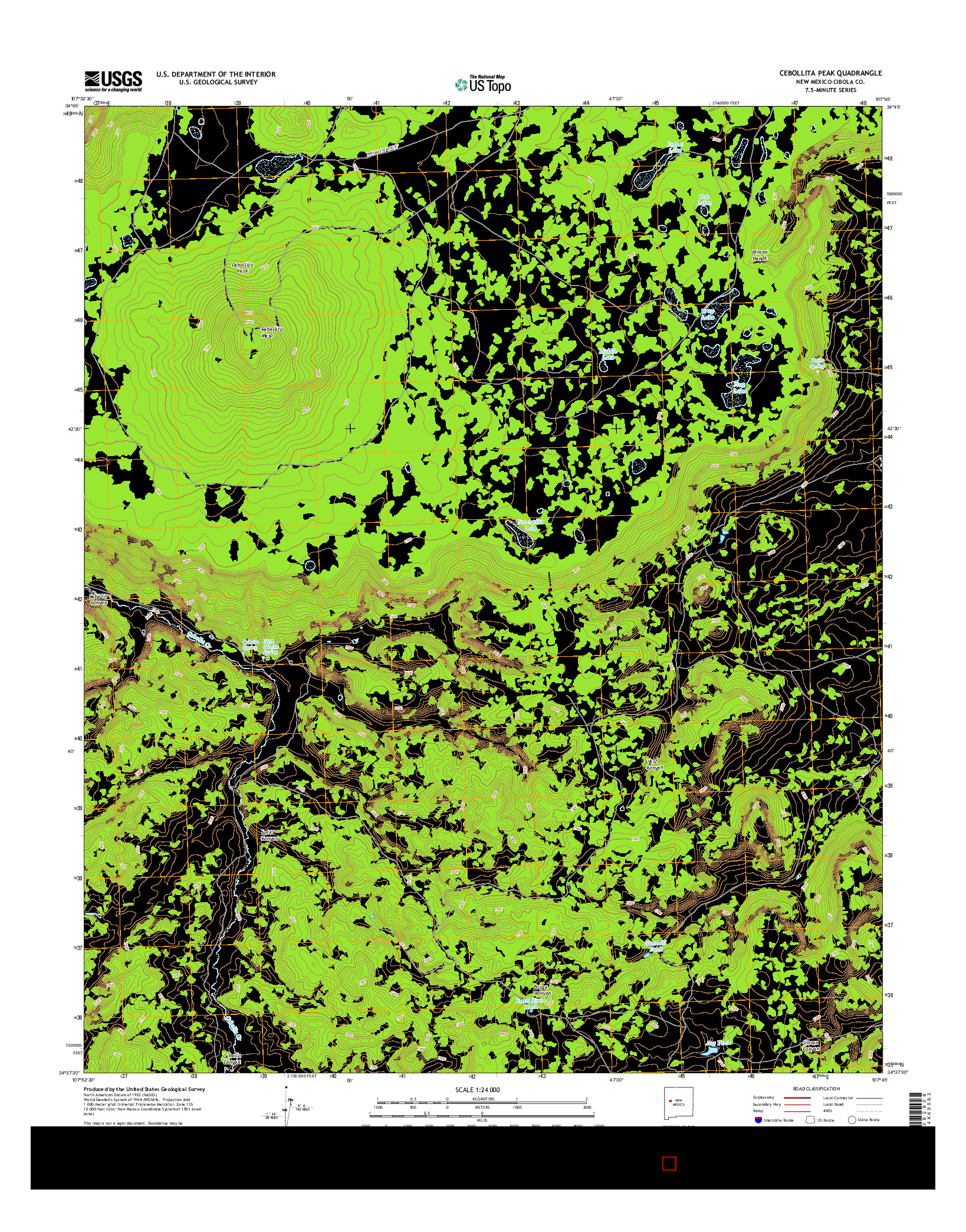 USGS US TOPO 7.5-MINUTE MAP FOR CEBOLLITA PEAK, NM 2017