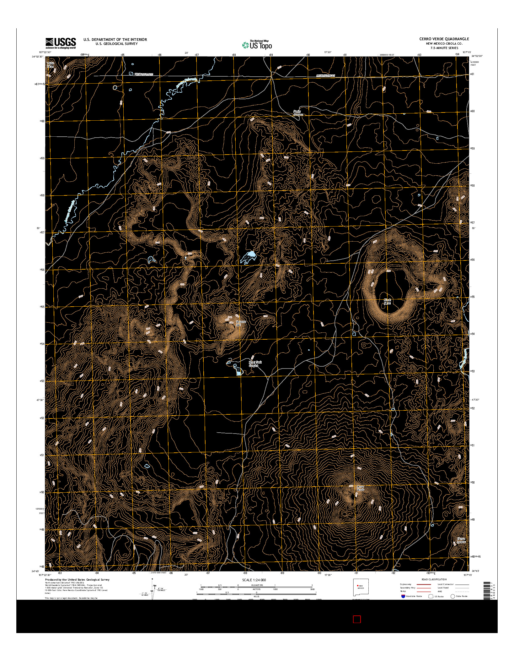 USGS US TOPO 7.5-MINUTE MAP FOR CERRO VERDE, NM 2017