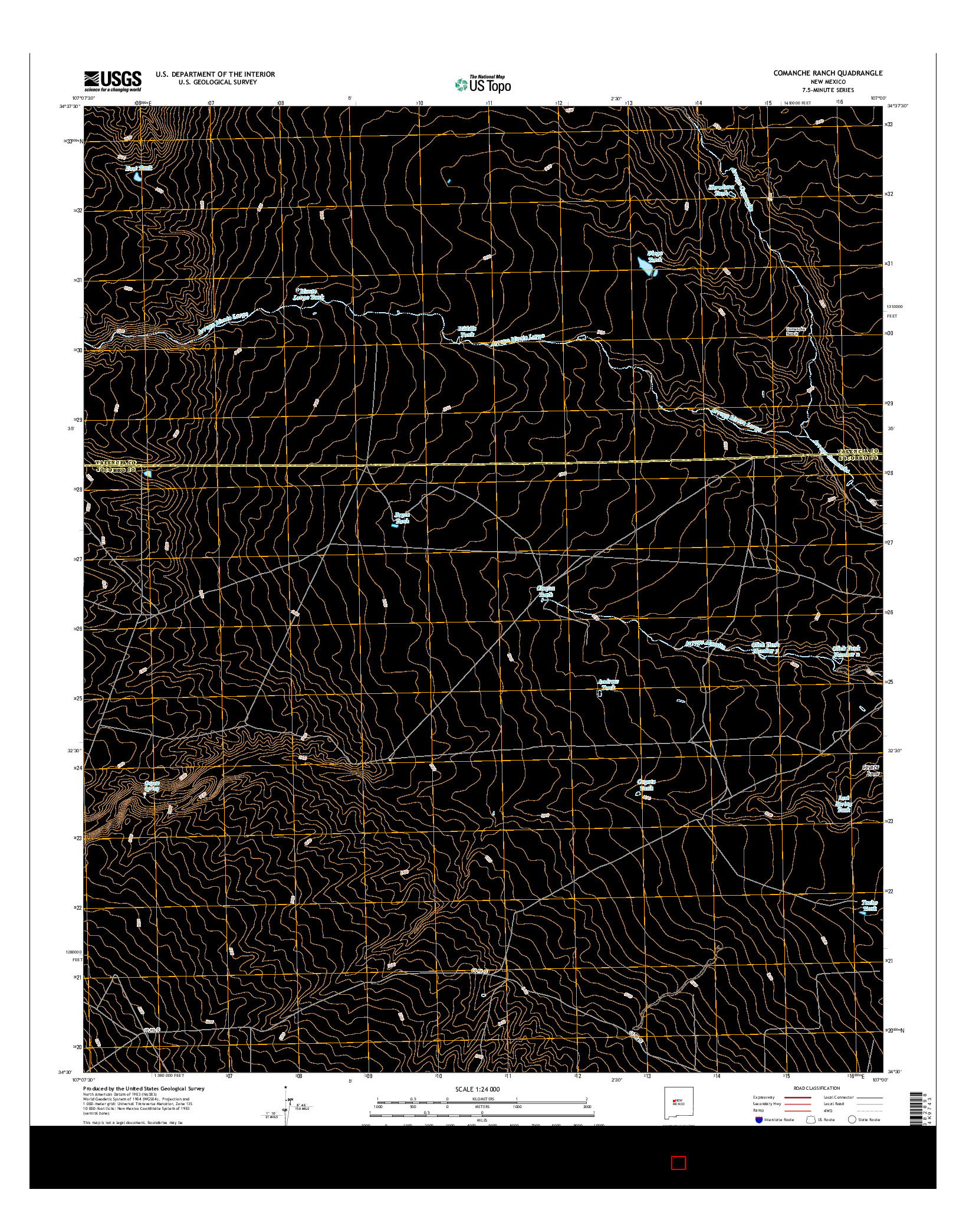 USGS US TOPO 7.5-MINUTE MAP FOR COMANCHE RANCH, NM 2017
