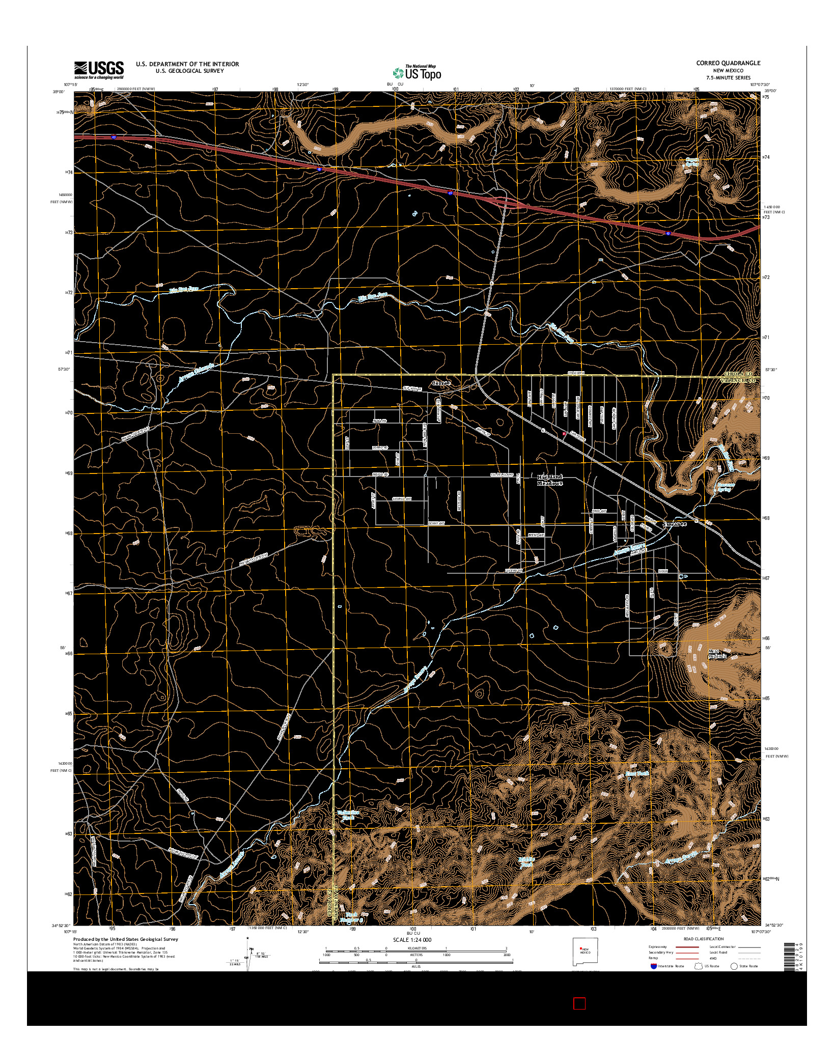 USGS US TOPO 7.5-MINUTE MAP FOR CORREO, NM 2017