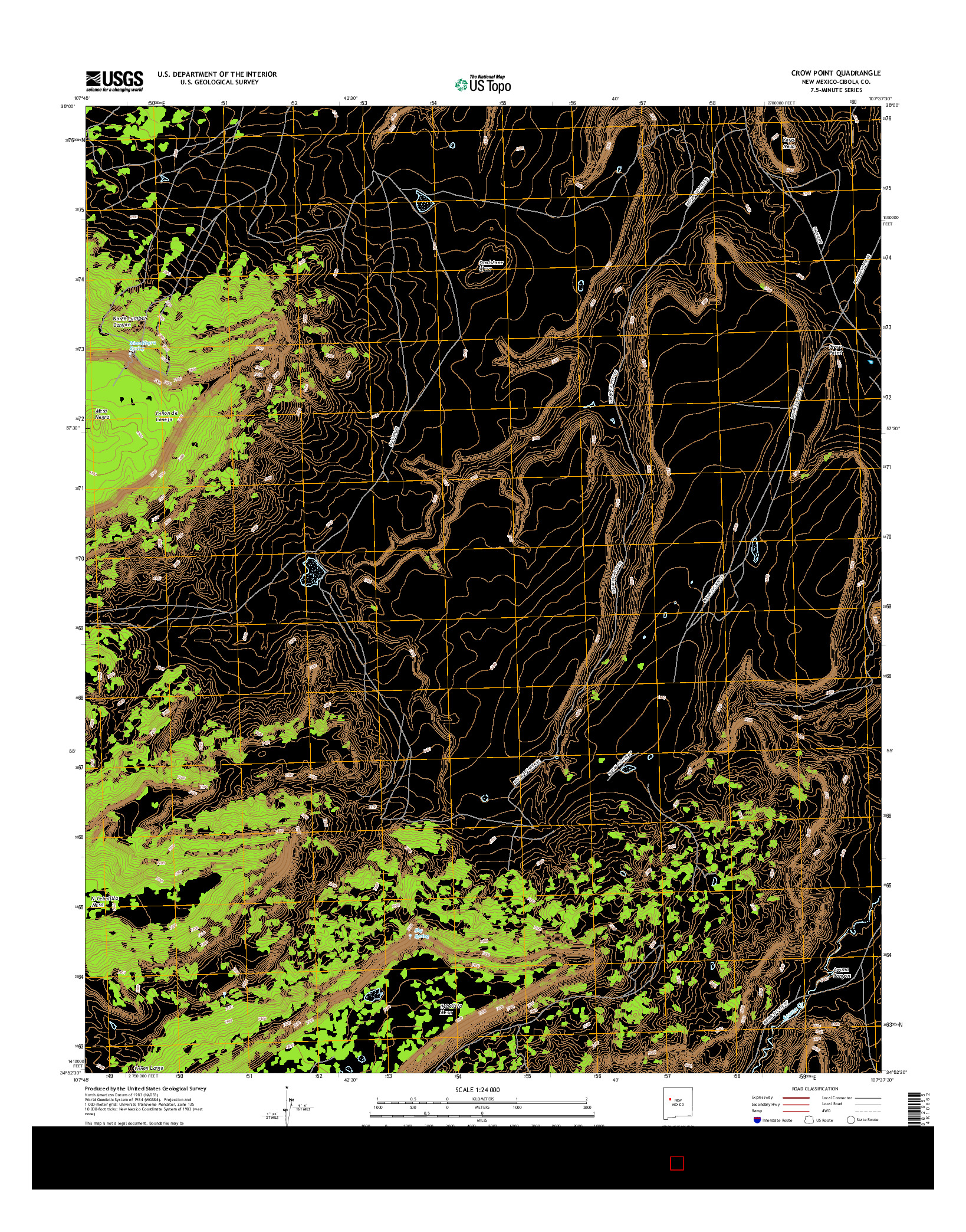 USGS US TOPO 7.5-MINUTE MAP FOR CROW POINT, NM 2017