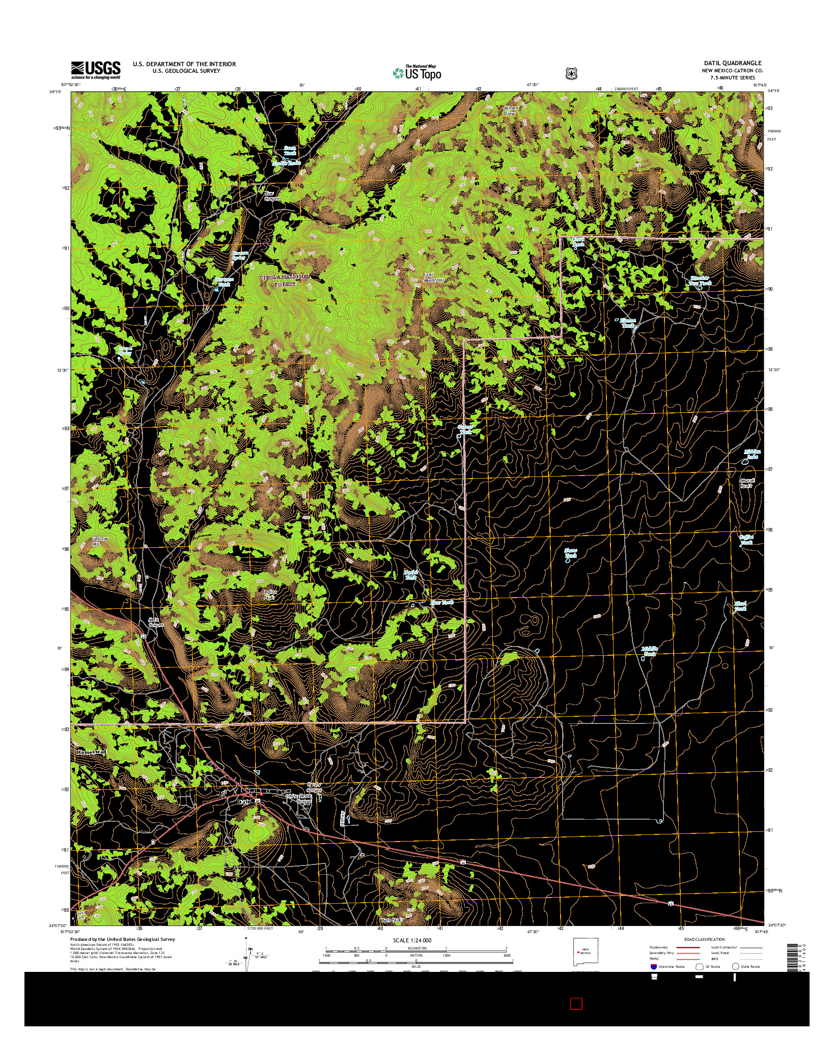 USGS US TOPO 7.5-MINUTE MAP FOR DATIL, NM 2017