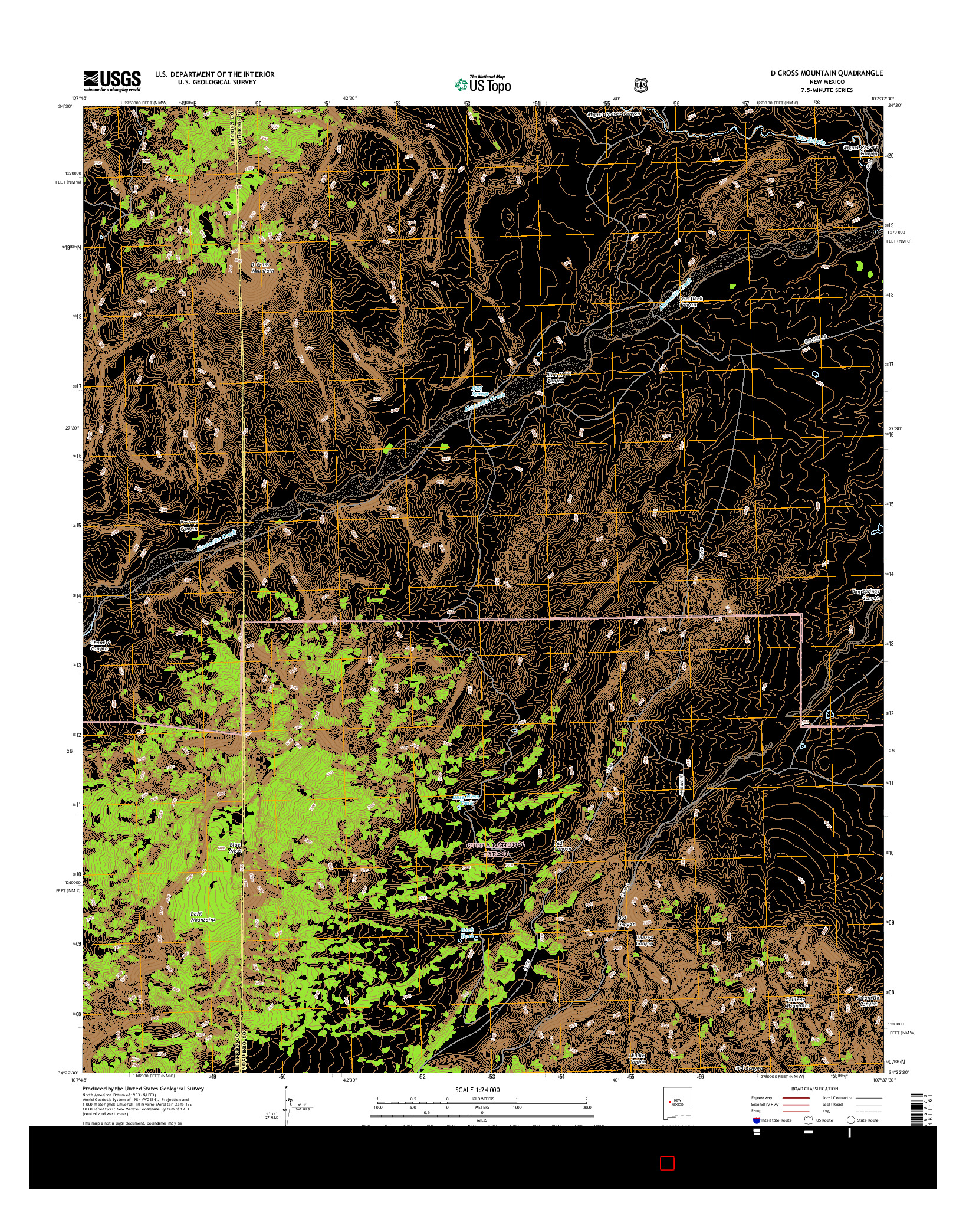 USGS US TOPO 7.5-MINUTE MAP FOR D CROSS MOUNTAIN, NM 2017