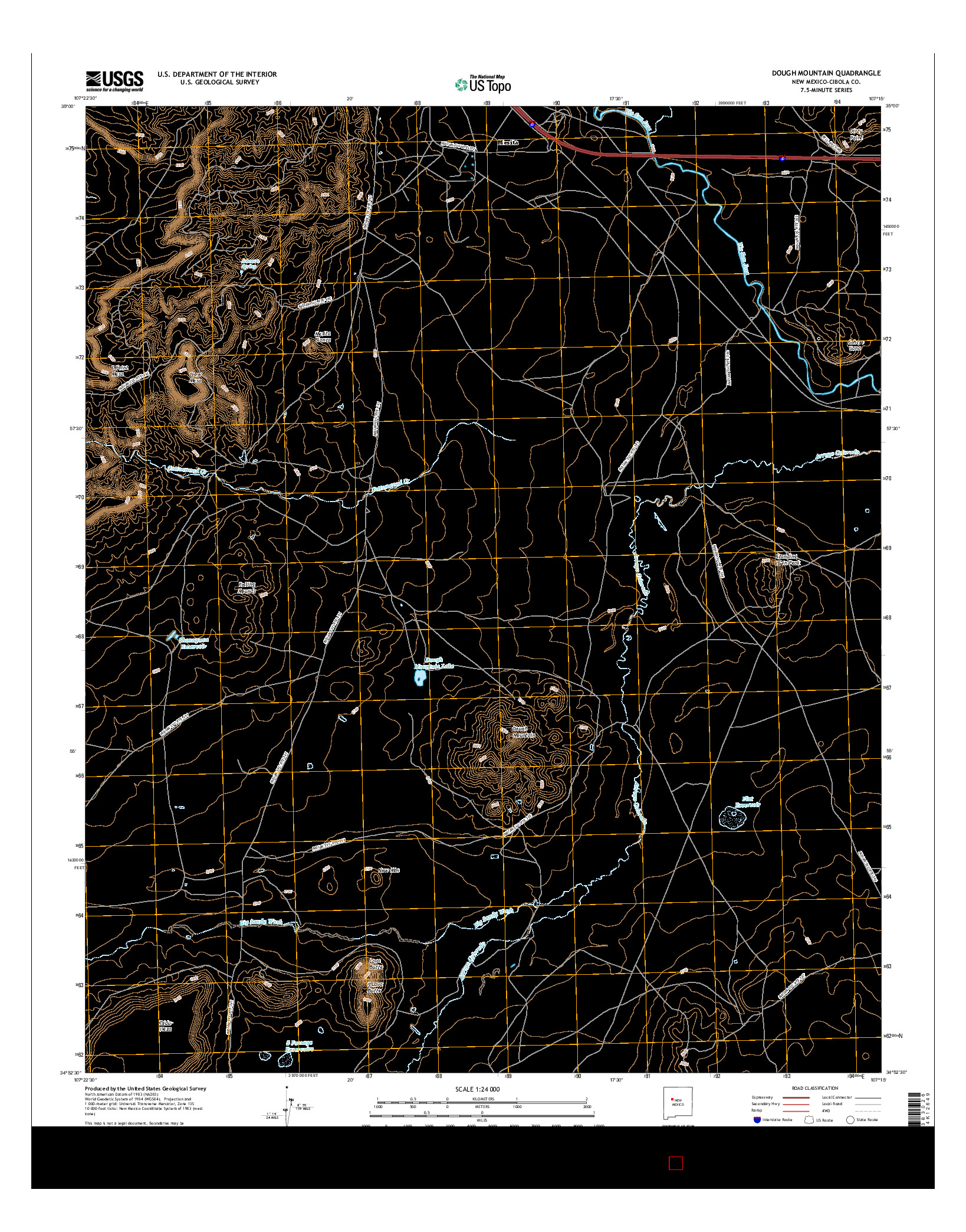 USGS US TOPO 7.5-MINUTE MAP FOR DOUGH MOUNTAIN, NM 2017