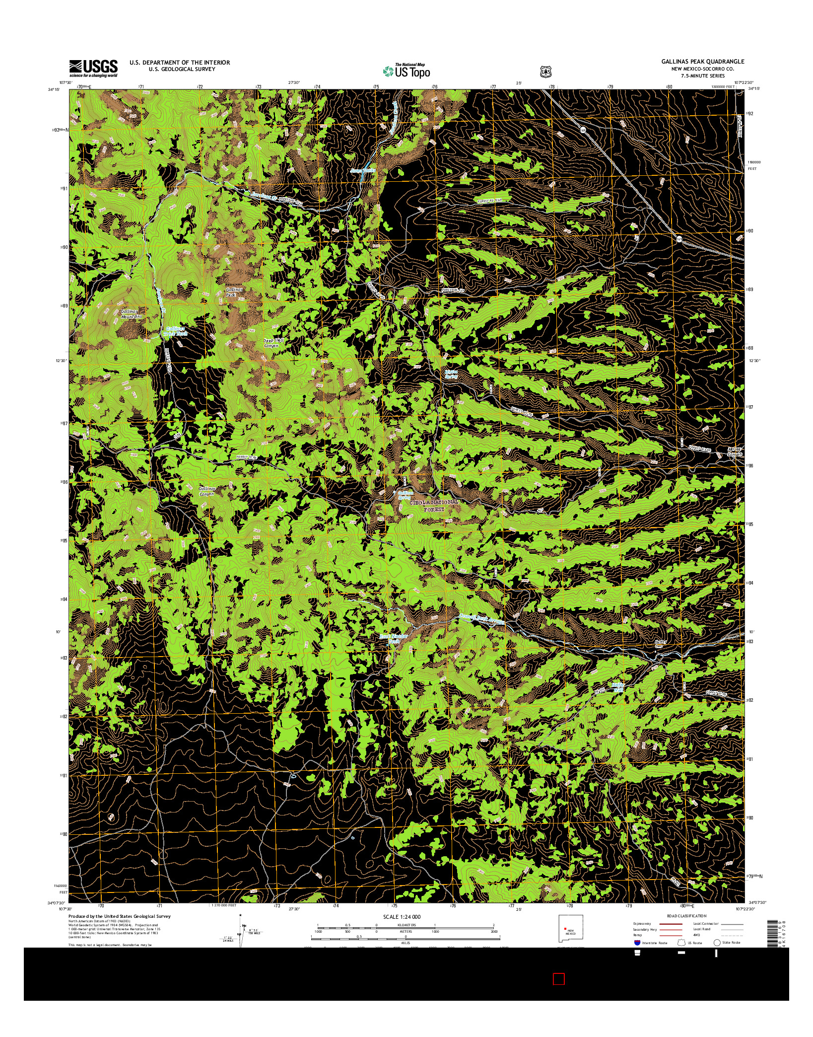 USGS US TOPO 7.5-MINUTE MAP FOR GALLINAS PEAK, NM 2017