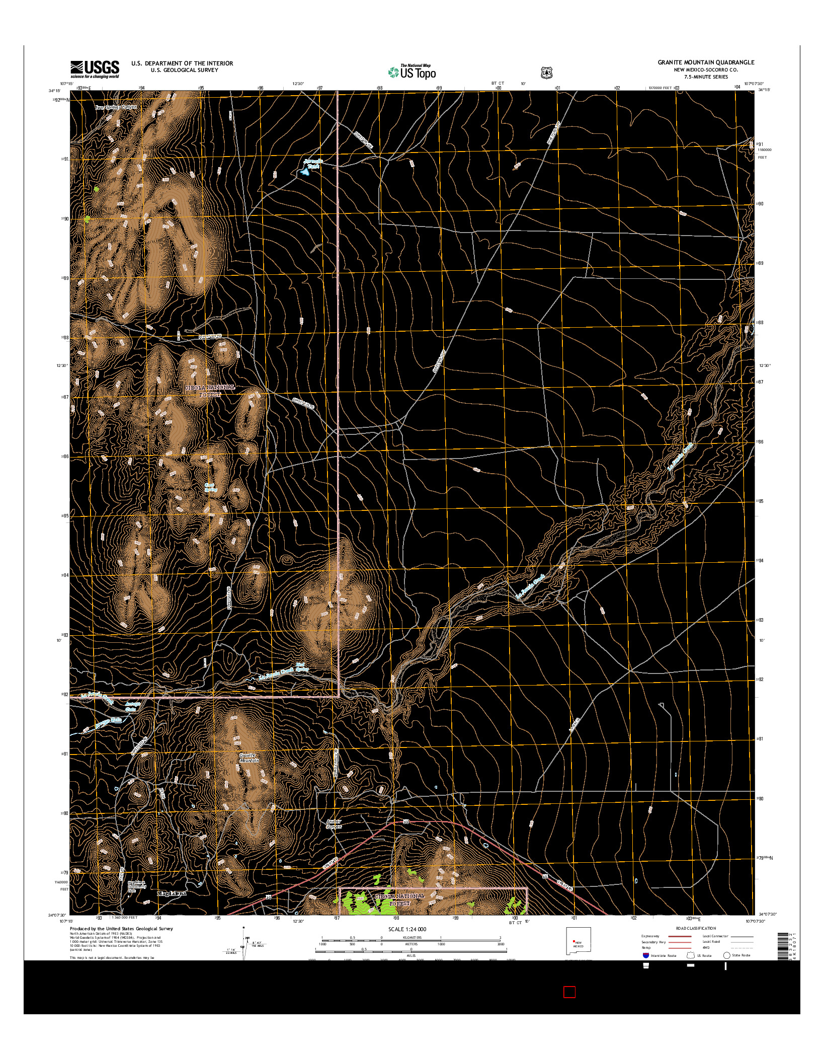 USGS US TOPO 7.5-MINUTE MAP FOR GRANITE MOUNTAIN, NM 2017