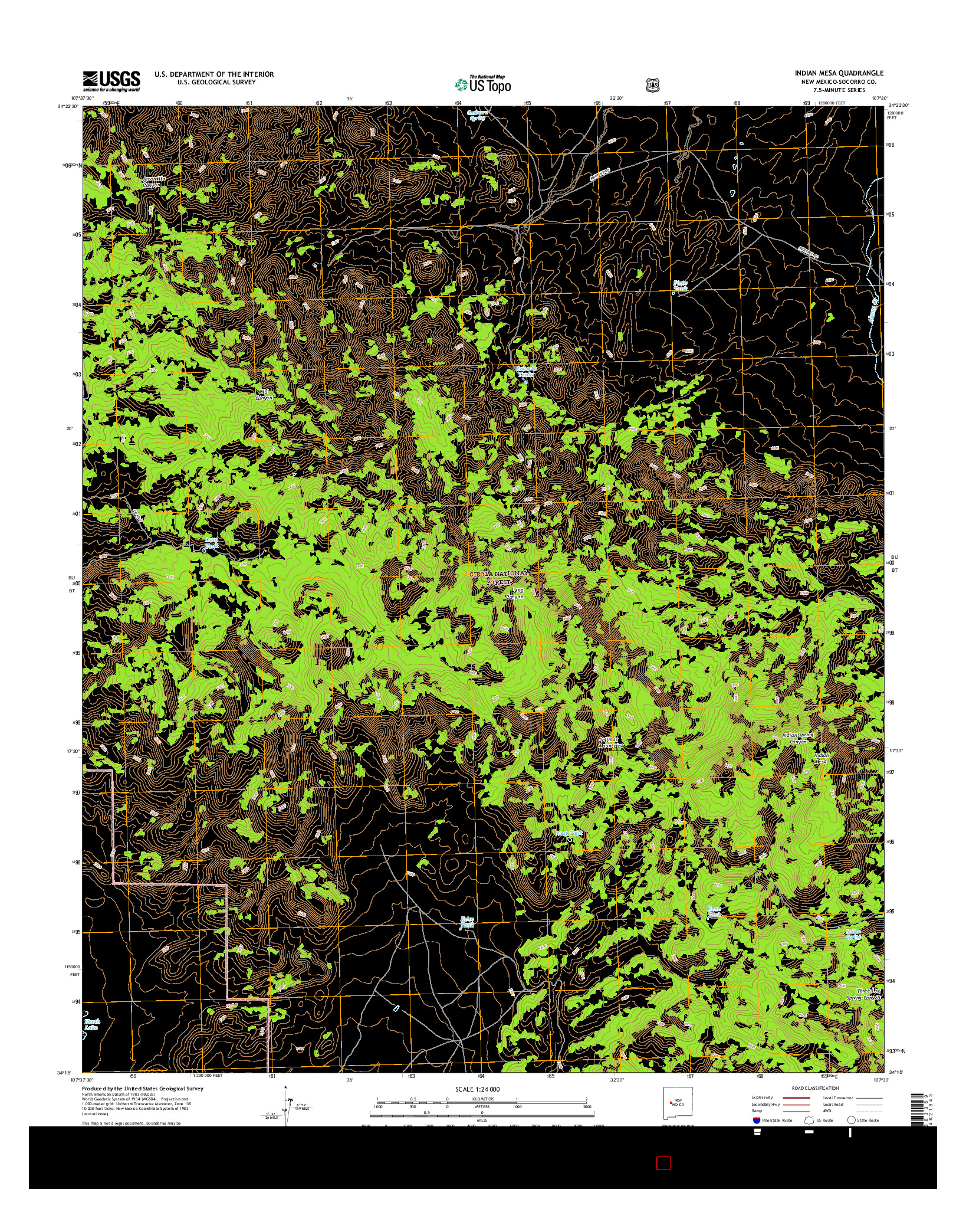 USGS US TOPO 7.5-MINUTE MAP FOR INDIAN MESA, NM 2017