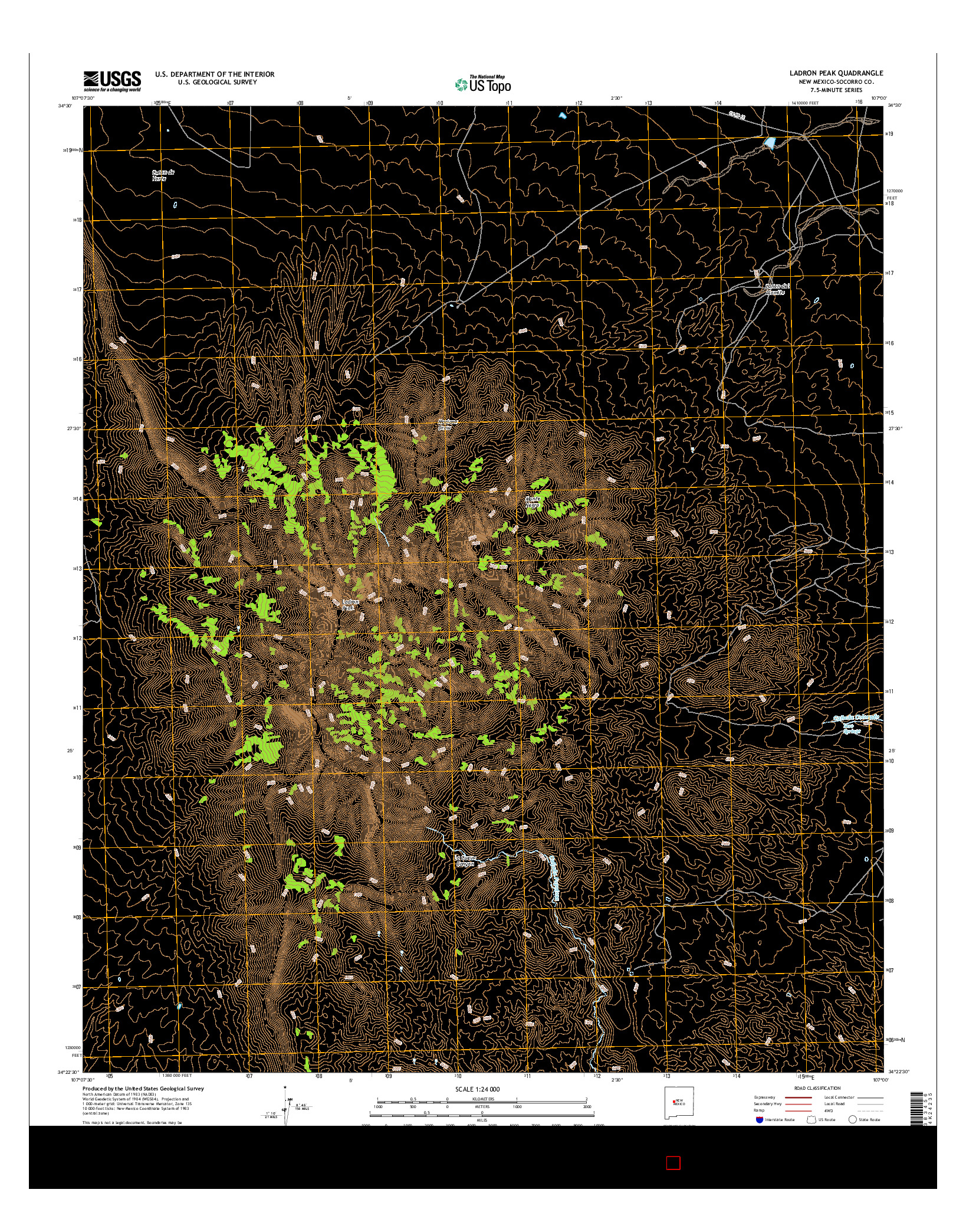 USGS US TOPO 7.5-MINUTE MAP FOR LADRON PEAK, NM 2017
