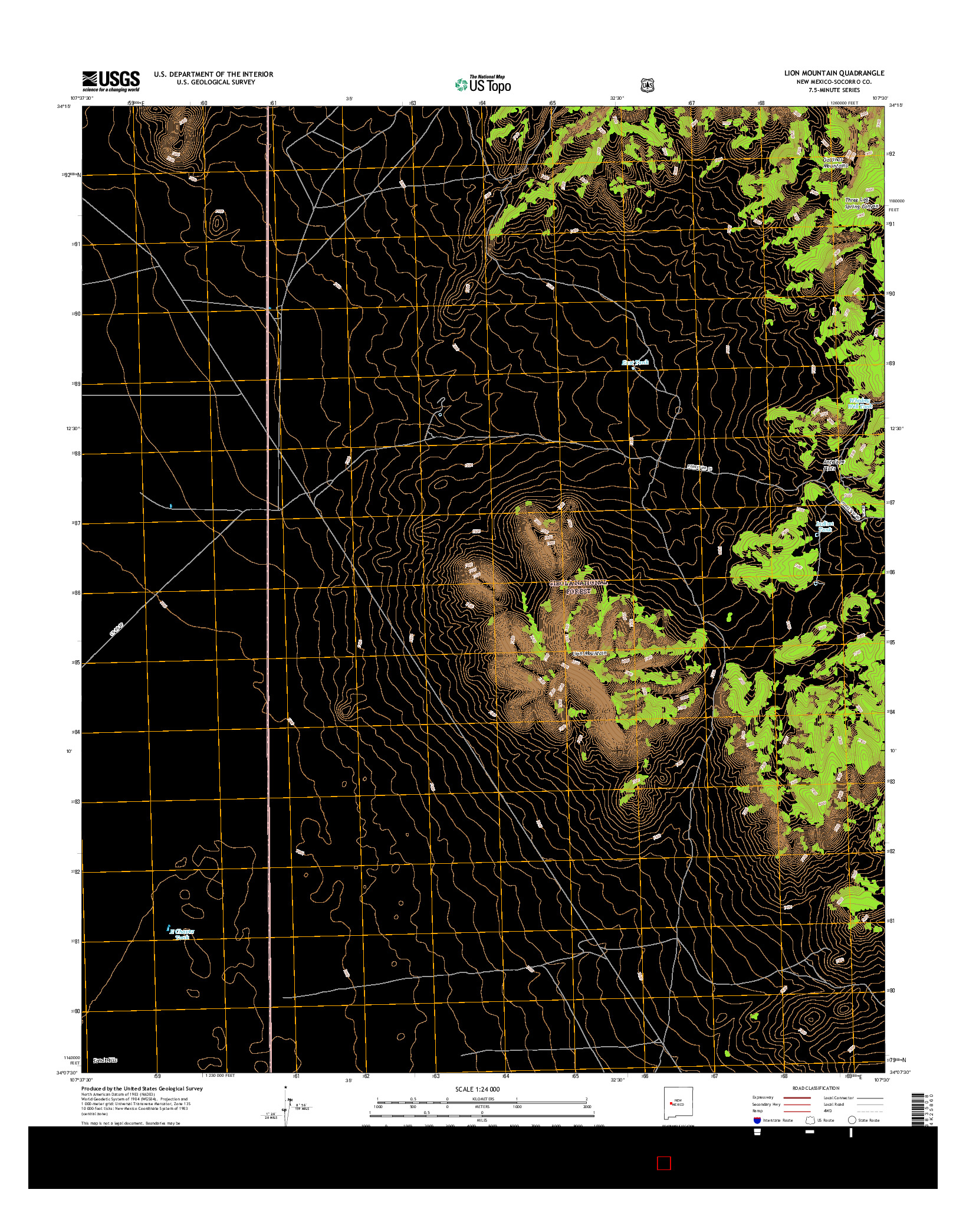 USGS US TOPO 7.5-MINUTE MAP FOR LION MOUNTAIN, NM 2017