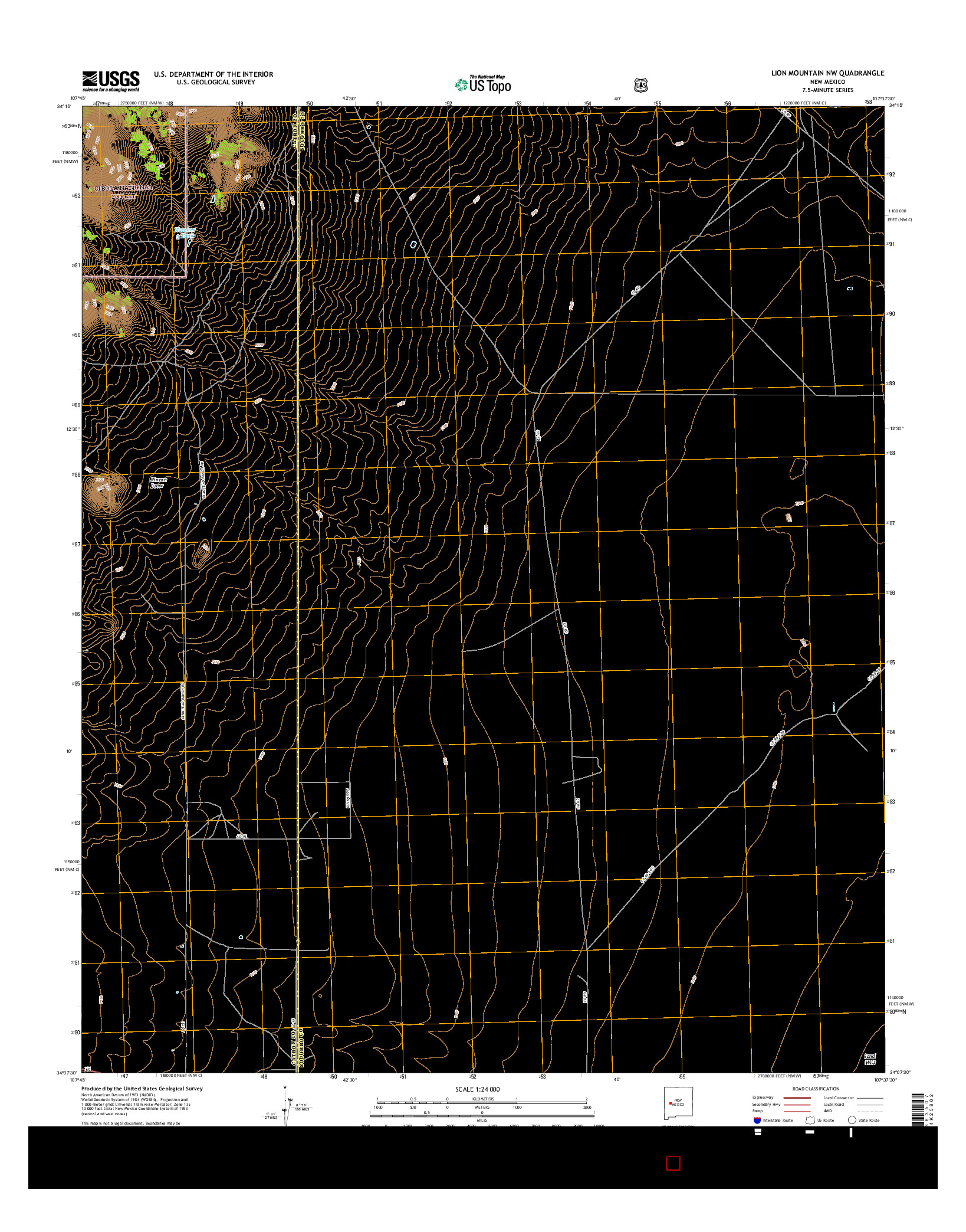 USGS US TOPO 7.5-MINUTE MAP FOR LION MOUNTAIN NW, NM 2017