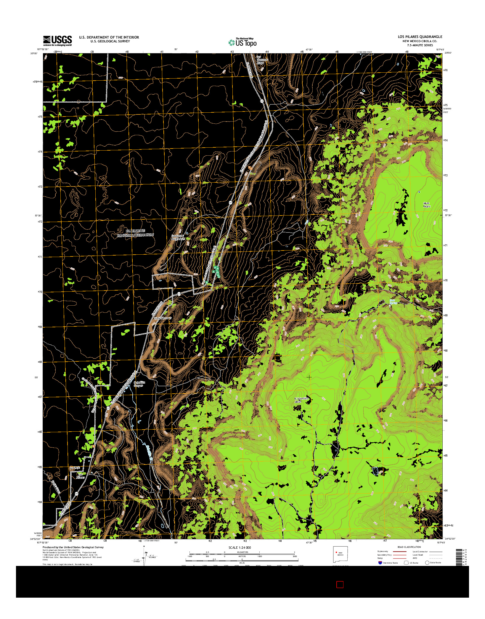 USGS US TOPO 7.5-MINUTE MAP FOR LOS PILARES, NM 2017