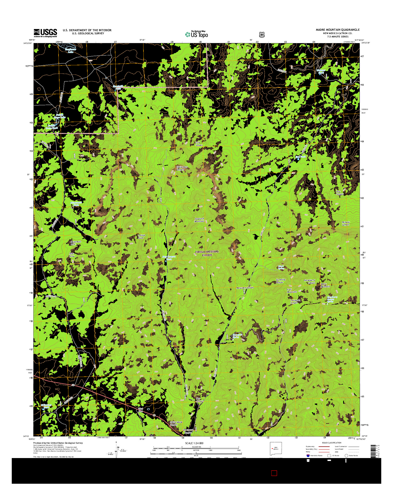 USGS US TOPO 7.5-MINUTE MAP FOR MADRE MOUNTAIN, NM 2017