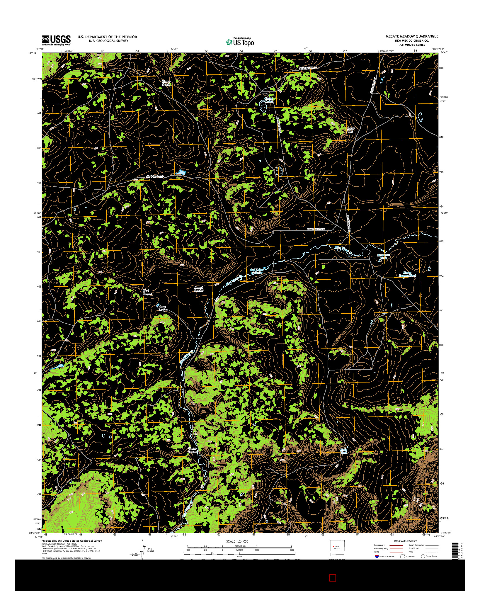 USGS US TOPO 7.5-MINUTE MAP FOR MECATE MEADOW, NM 2017