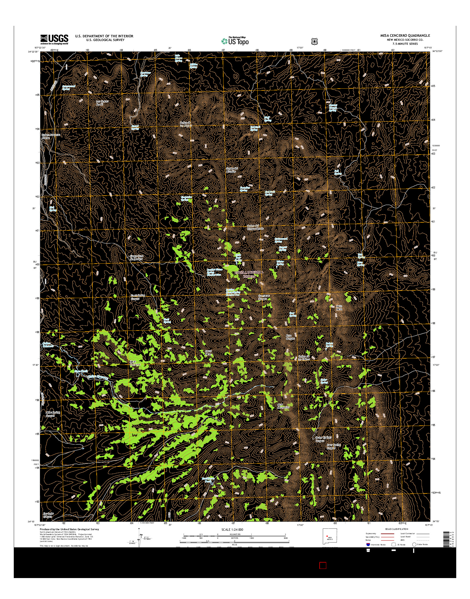 USGS US TOPO 7.5-MINUTE MAP FOR MESA CENCERRO, NM 2017