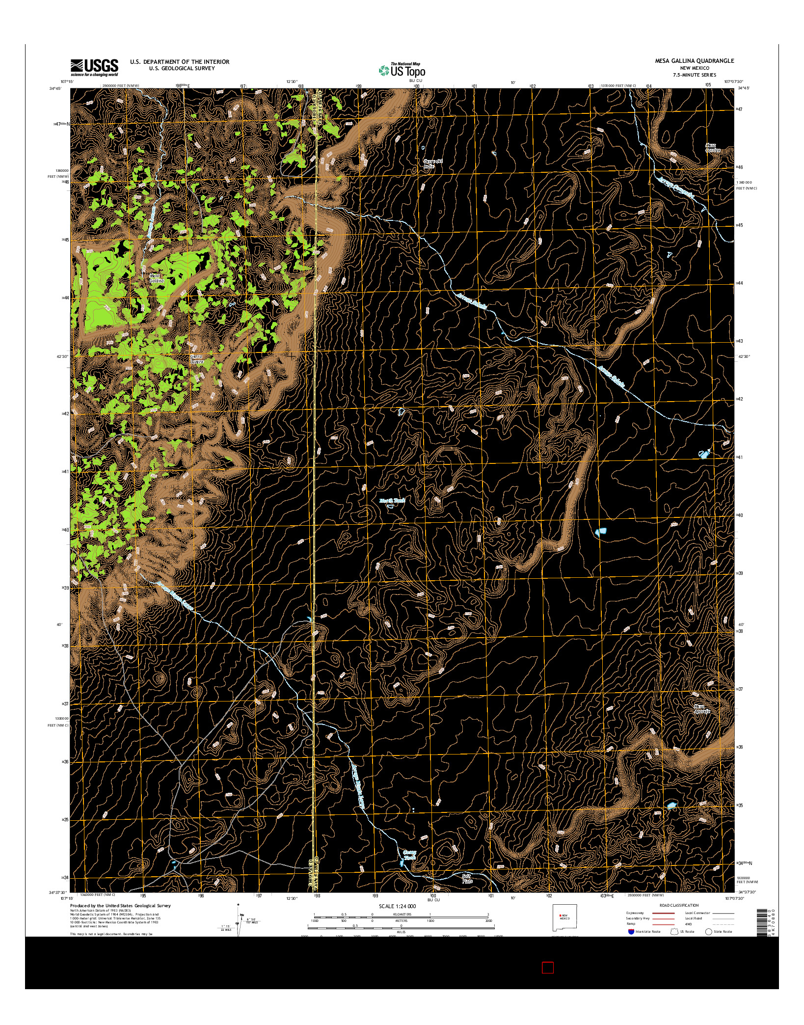 USGS US TOPO 7.5-MINUTE MAP FOR MESA GALLINA, NM 2017