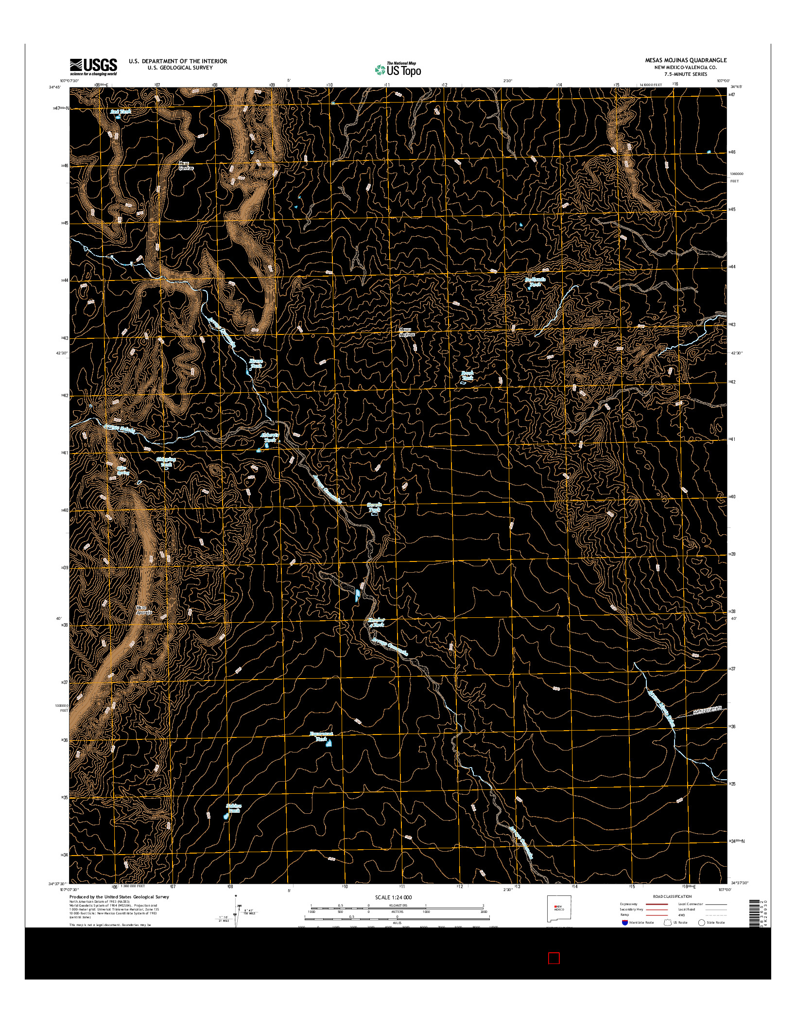 USGS US TOPO 7.5-MINUTE MAP FOR MESAS MOJINAS, NM 2017