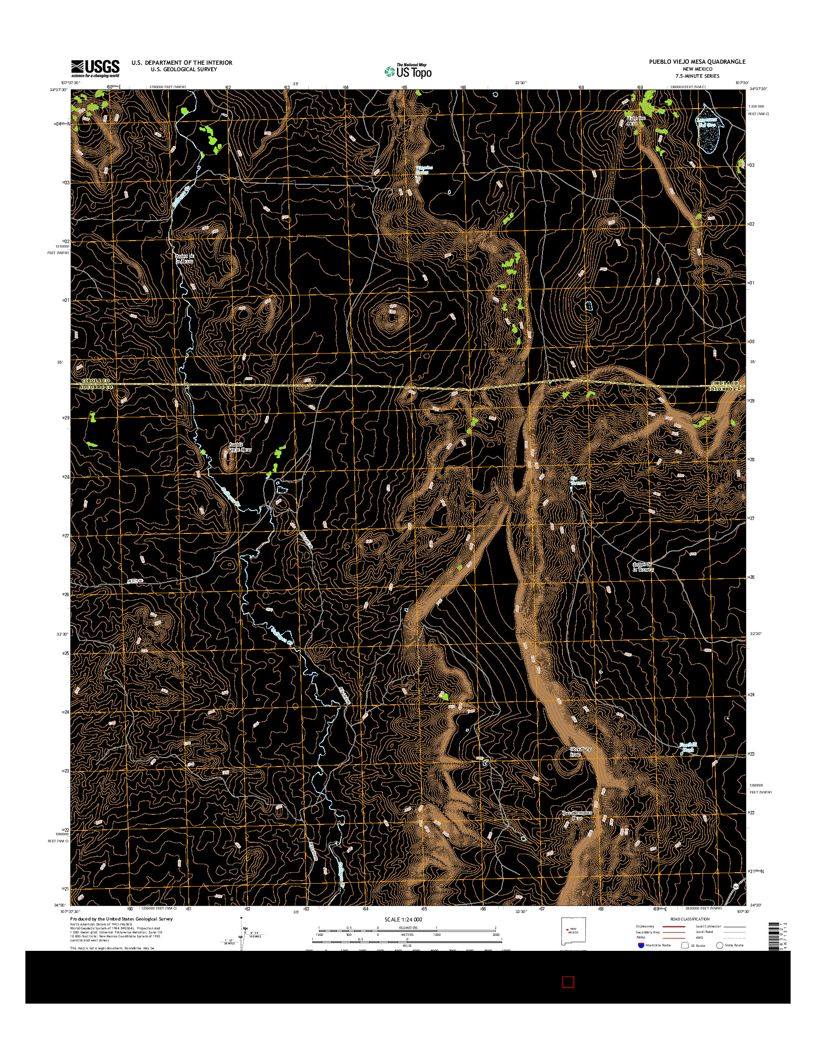 USGS US TOPO 7.5-MINUTE MAP FOR PUEBLO VIEJO MESA, NM 2017
