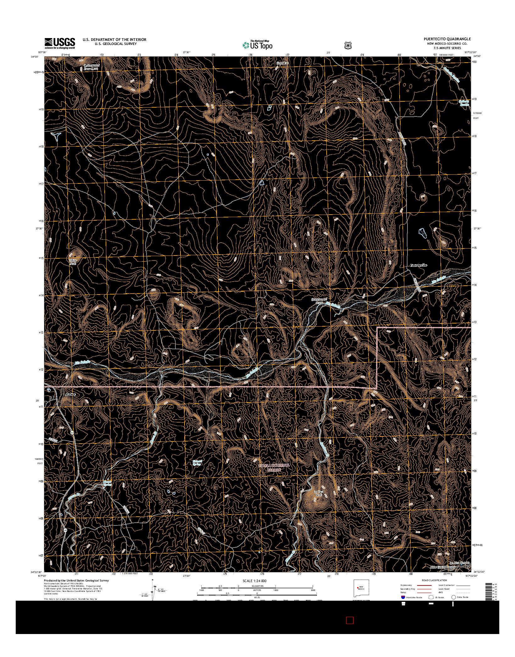 USGS US TOPO 7.5-MINUTE MAP FOR PUERTECITO, NM 2017