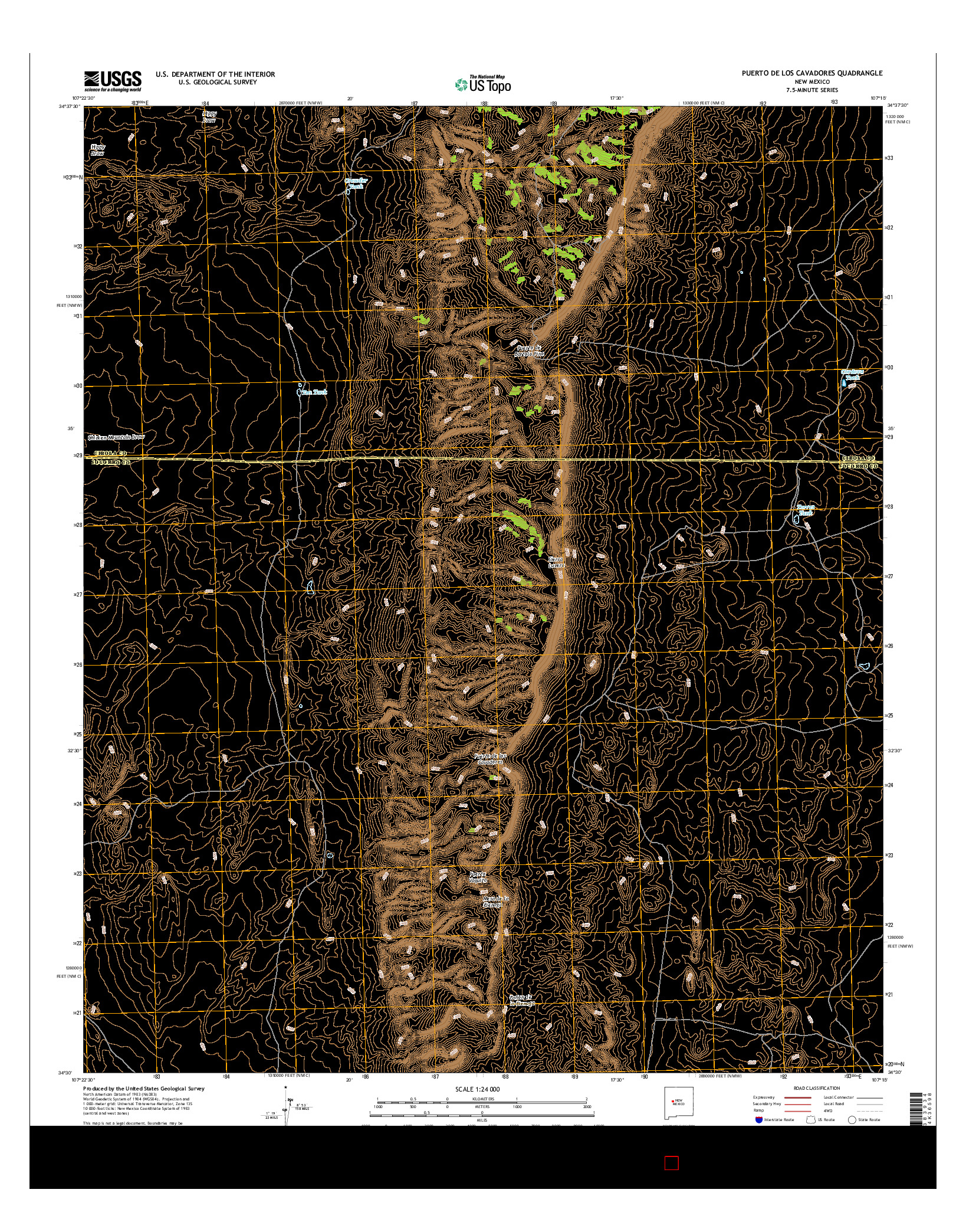 USGS US TOPO 7.5-MINUTE MAP FOR PUERTO DE LOS CAVADORES, NM 2017