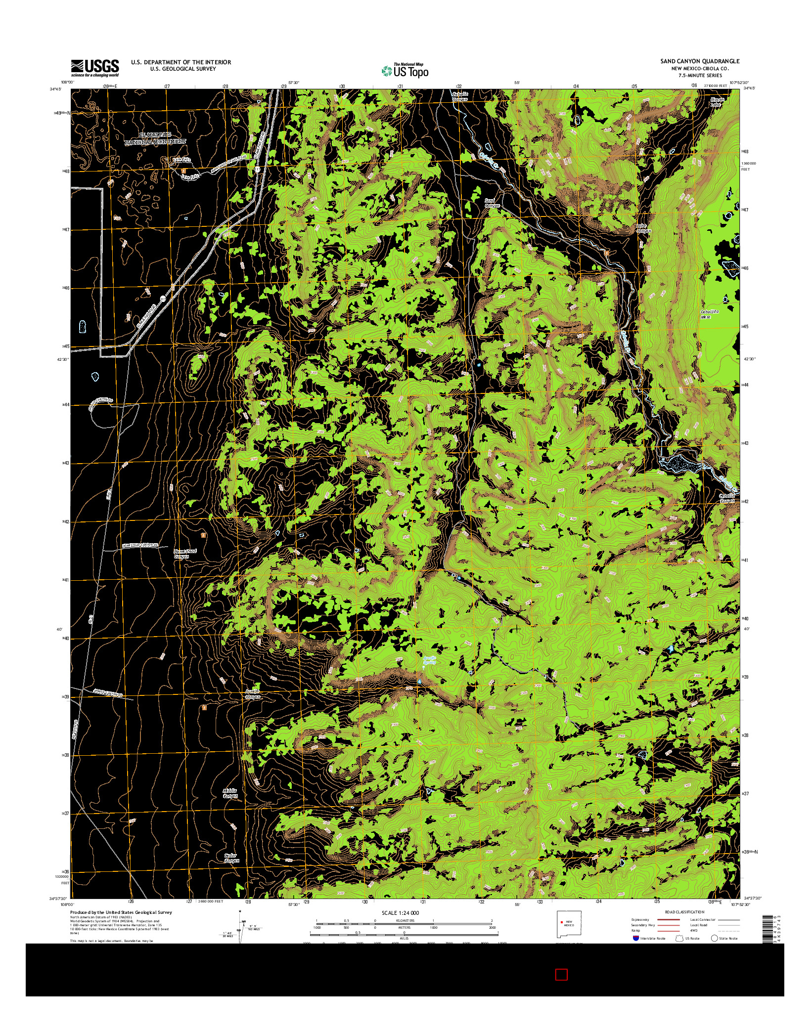 USGS US TOPO 7.5-MINUTE MAP FOR SAND CANYON, NM 2017