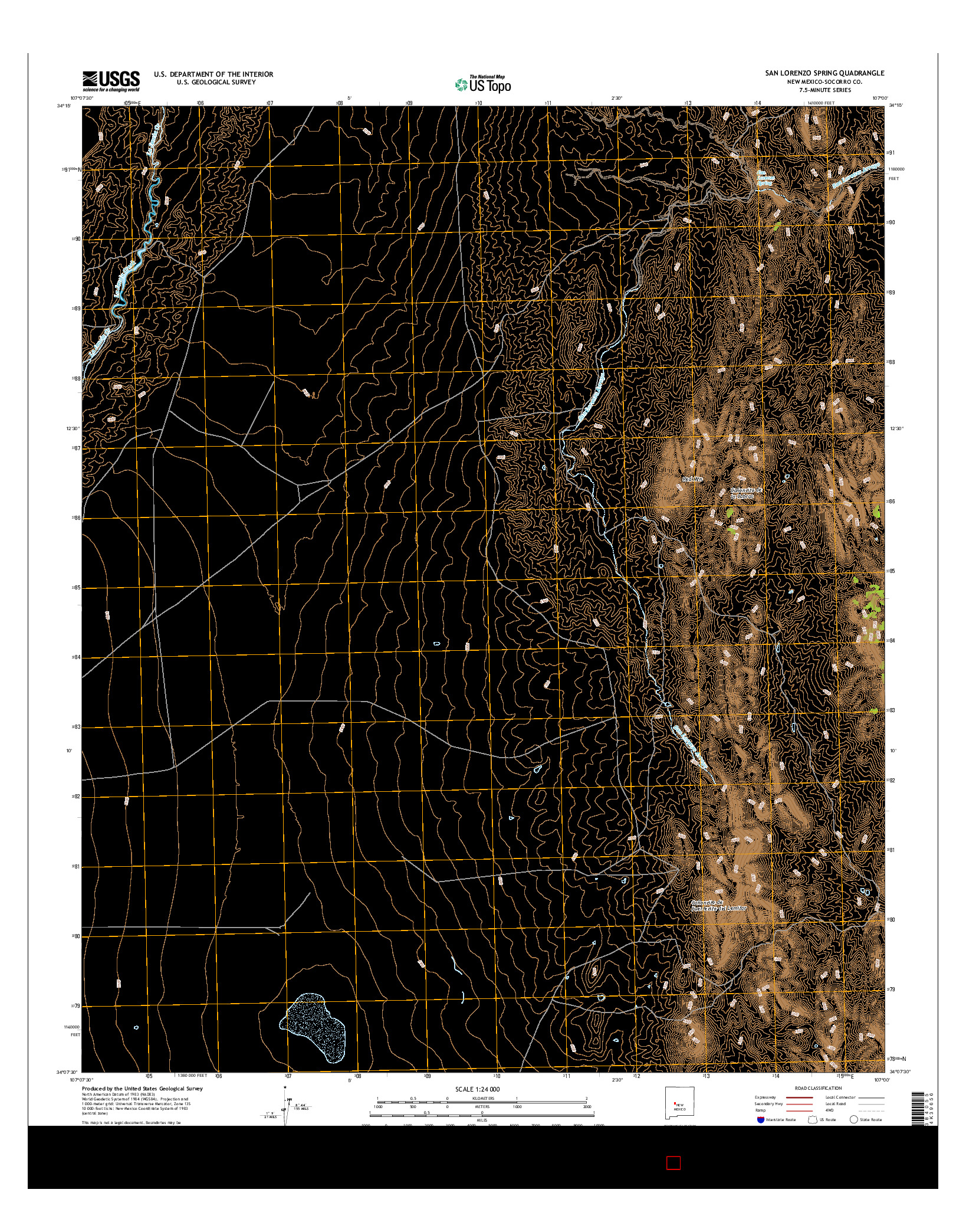 USGS US TOPO 7.5-MINUTE MAP FOR SAN LORENZO SPRING, NM 2017