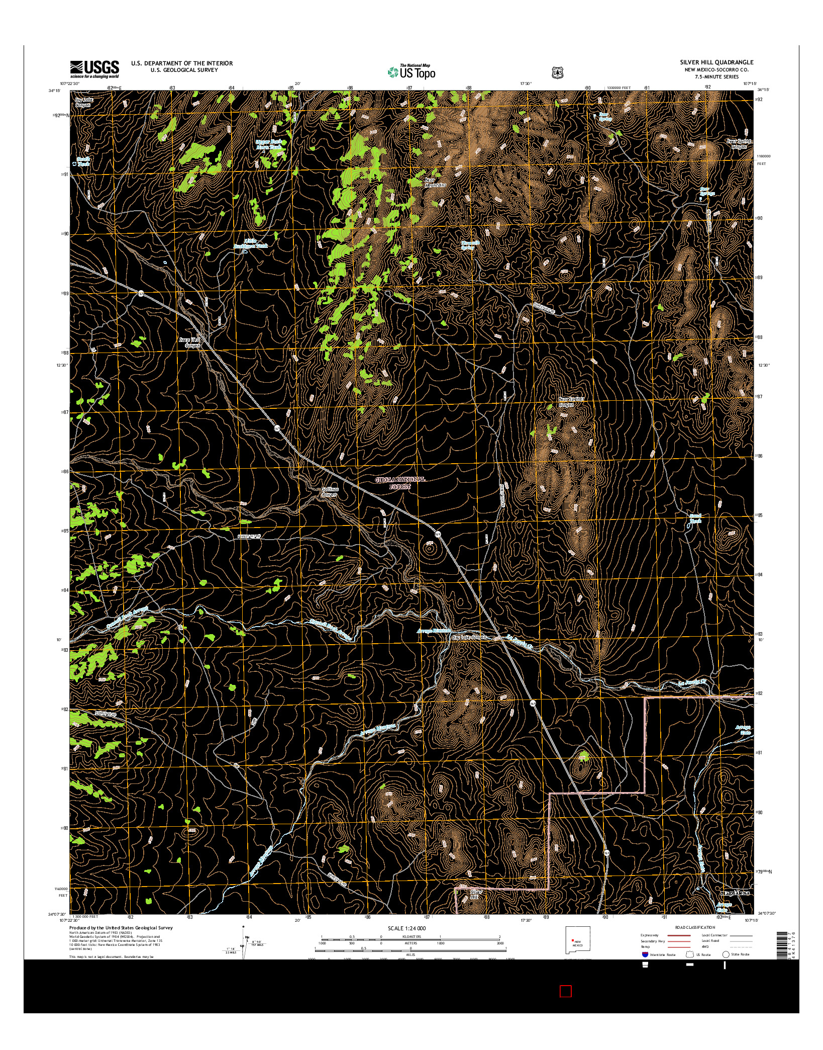 USGS US TOPO 7.5-MINUTE MAP FOR SILVER HILL, NM 2017