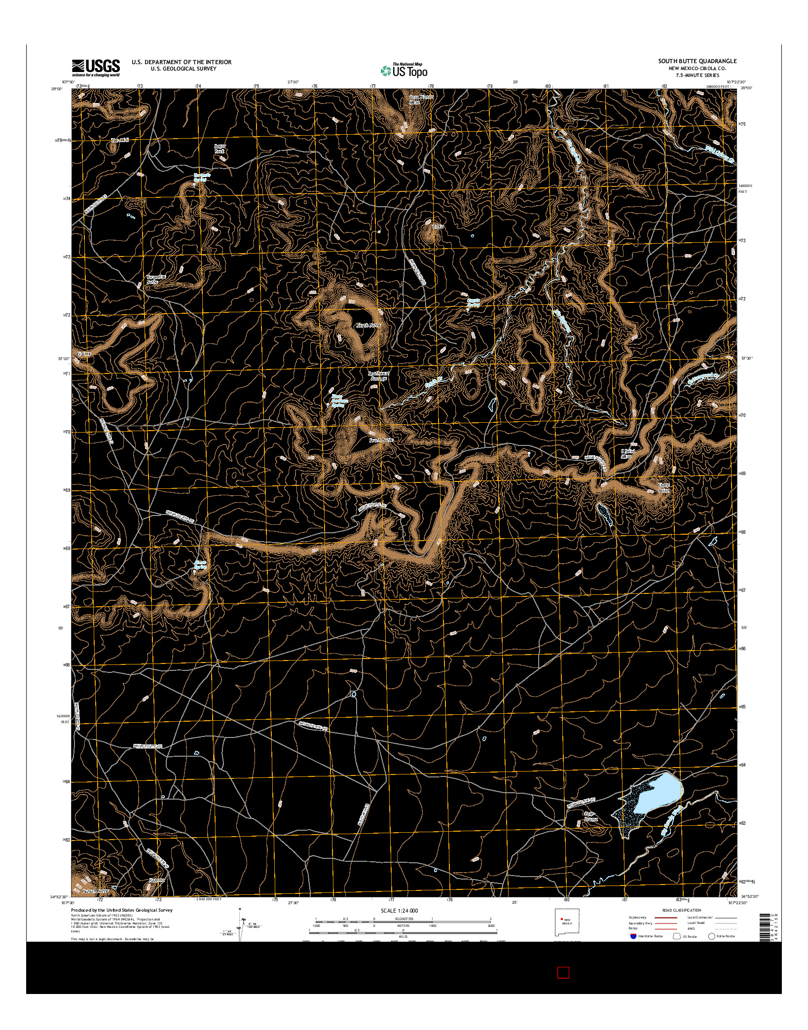 USGS US TOPO 7.5-MINUTE MAP FOR SOUTH BUTTE, NM 2017