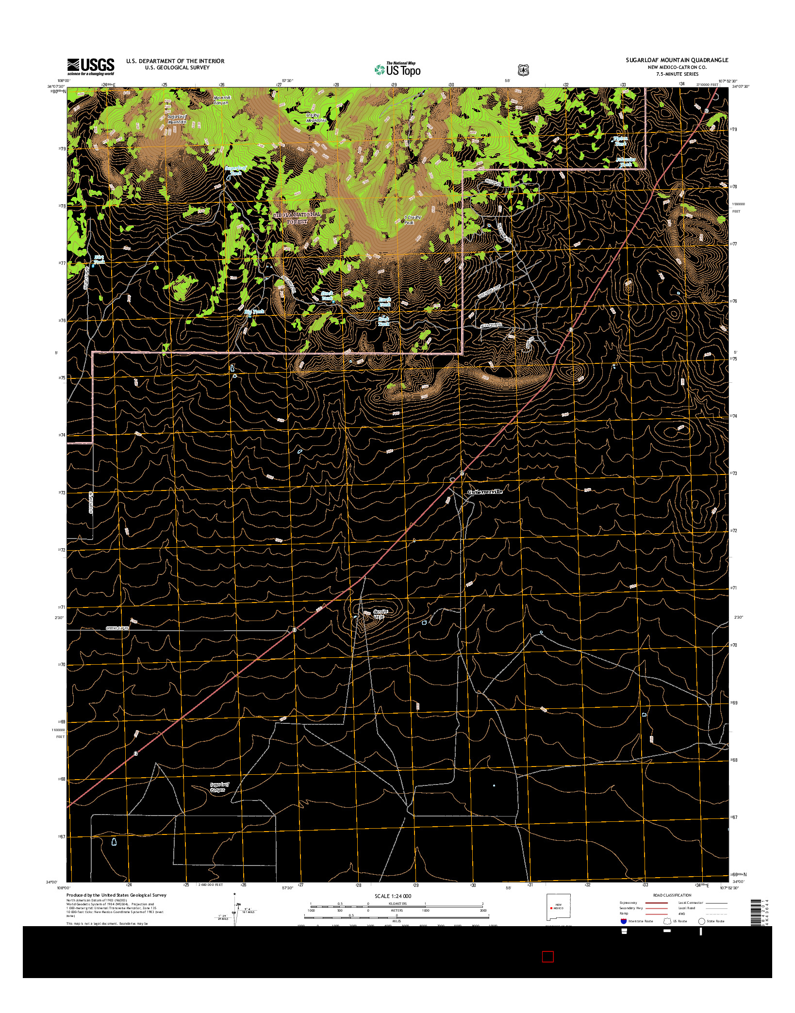 USGS US TOPO 7.5-MINUTE MAP FOR SUGARLOAF MOUNTAIN, NM 2017