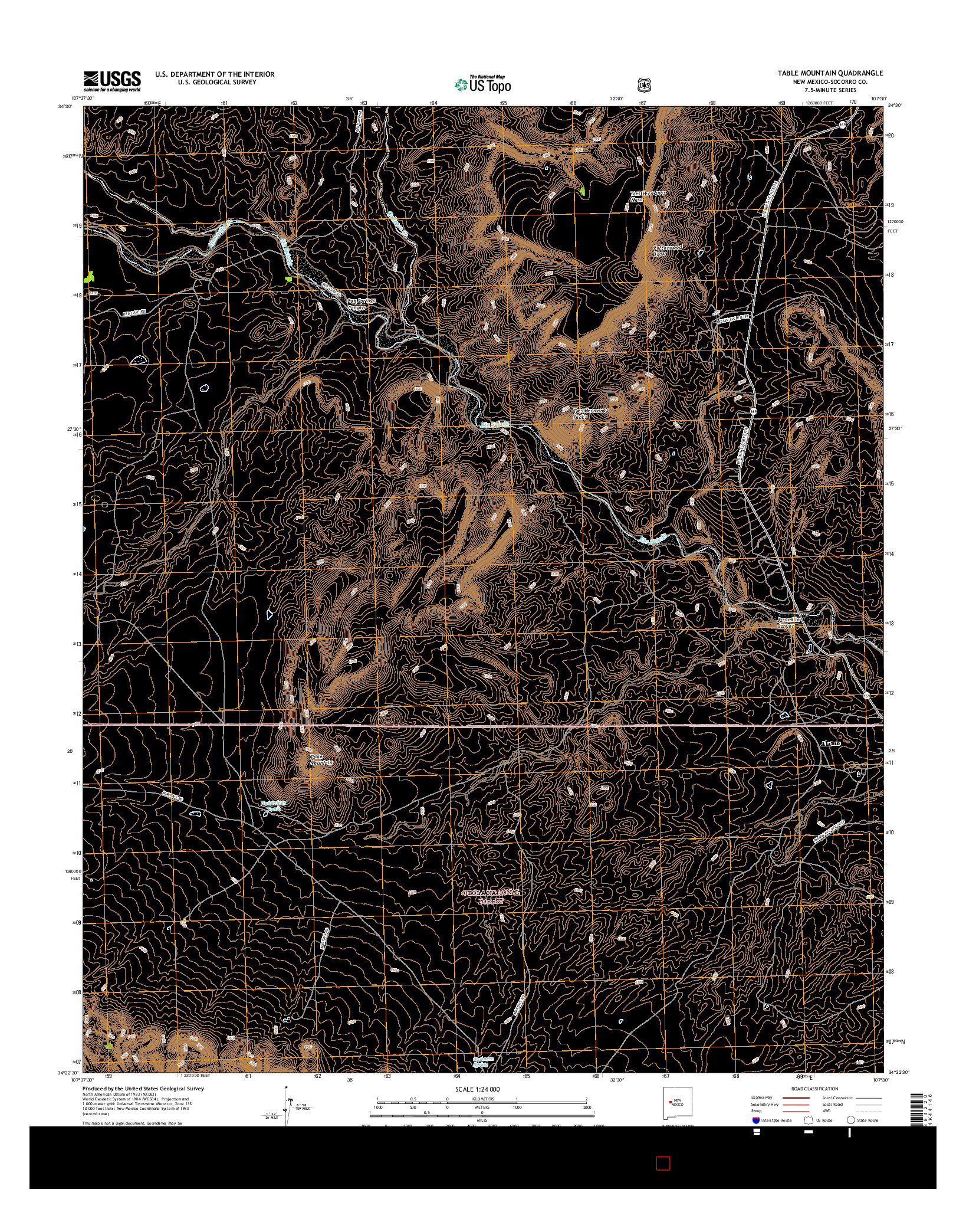 USGS US TOPO 7.5-MINUTE MAP FOR TABLE MOUNTAIN, NM 2017
