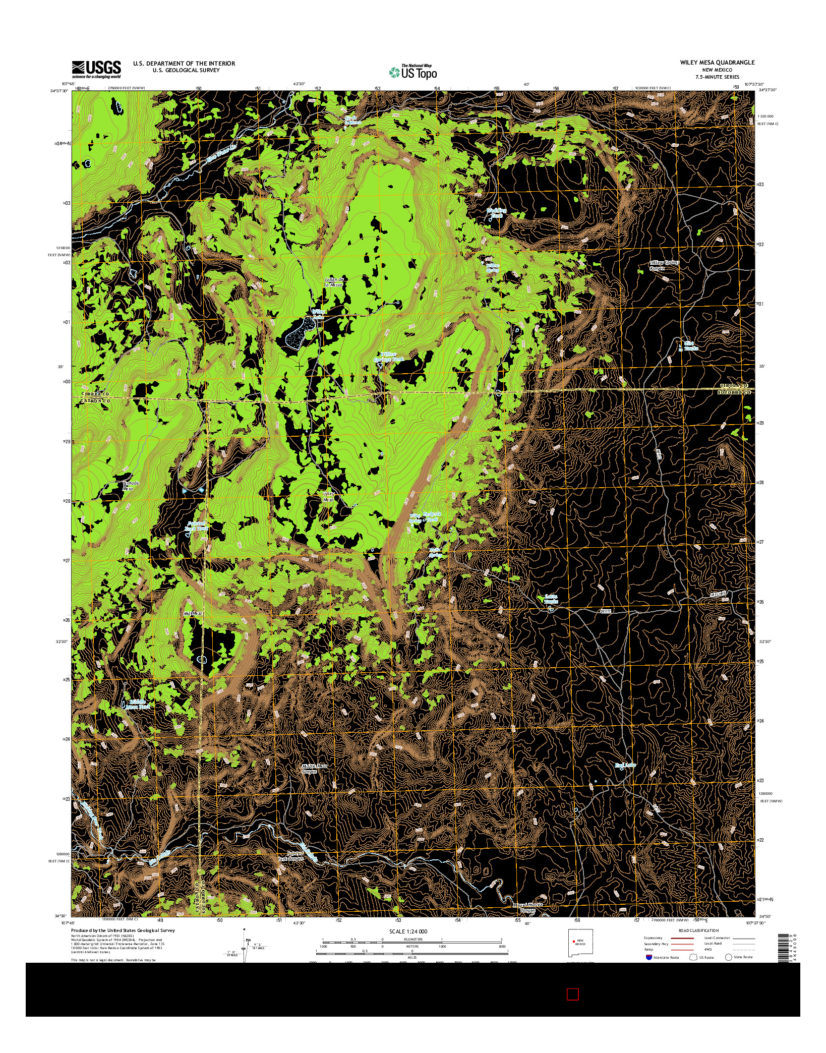 USGS US TOPO 7.5-MINUTE MAP FOR WILEY MESA, NM 2017