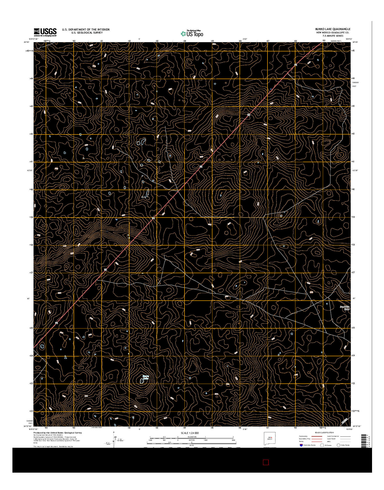 USGS US TOPO 7.5-MINUTE MAP FOR BURRO LAKE, NM 2017